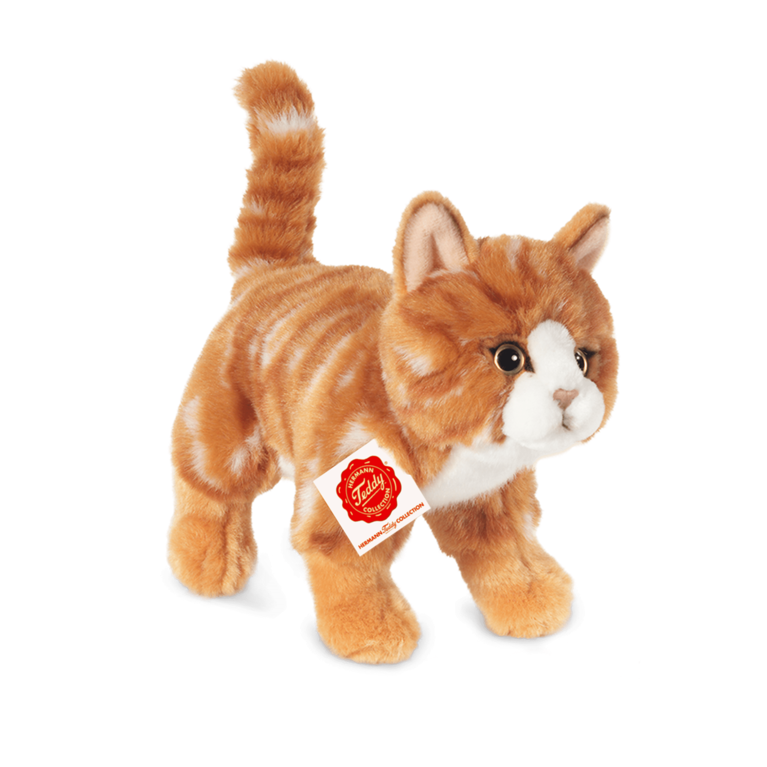 Red & White Plush Tabby Cat Standing 20 cm by Teddy Hermann、mySite、g9winljtr