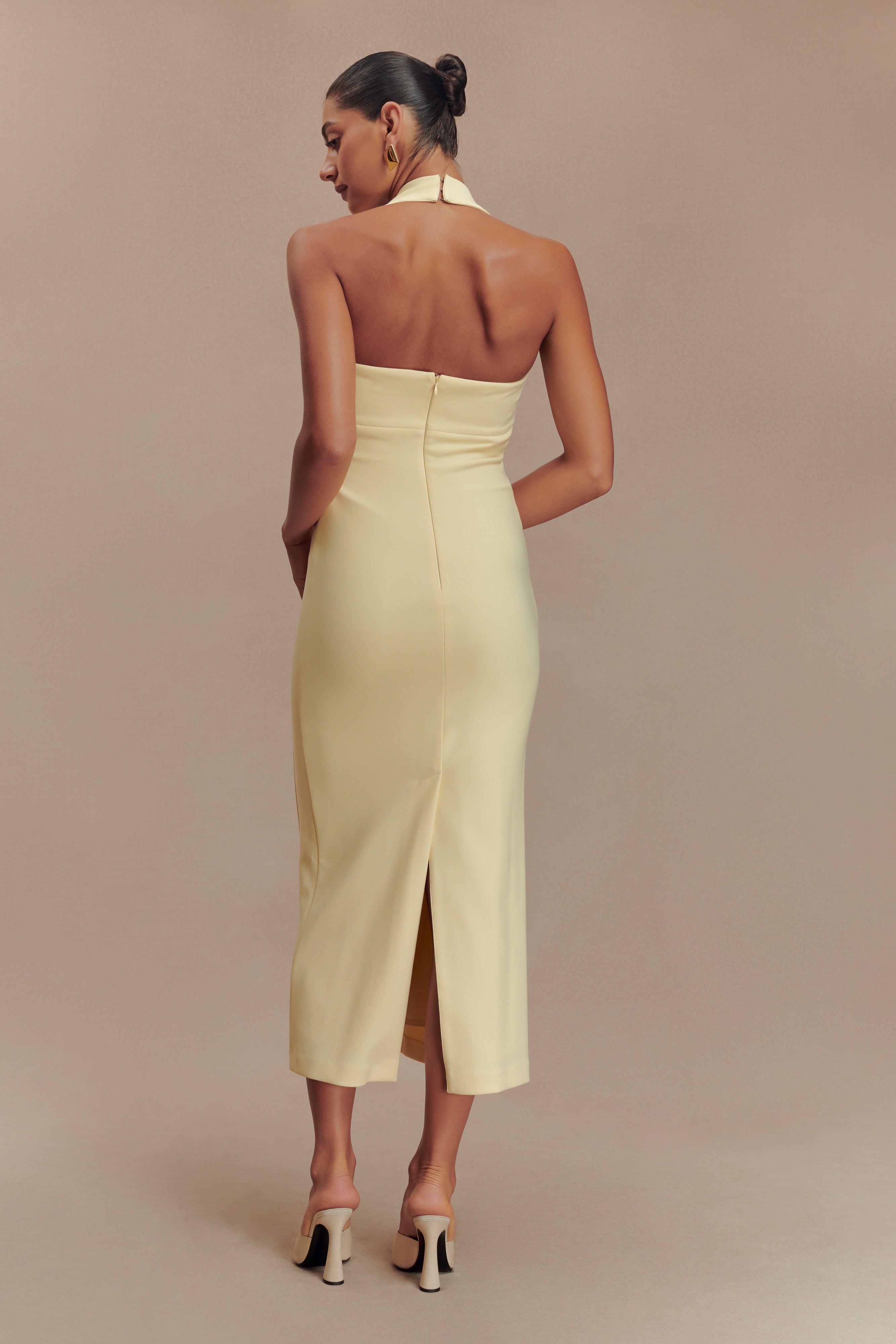 Amelita Suiting Halter Midi Dress - Pale Lemon、mySite、solidvoid