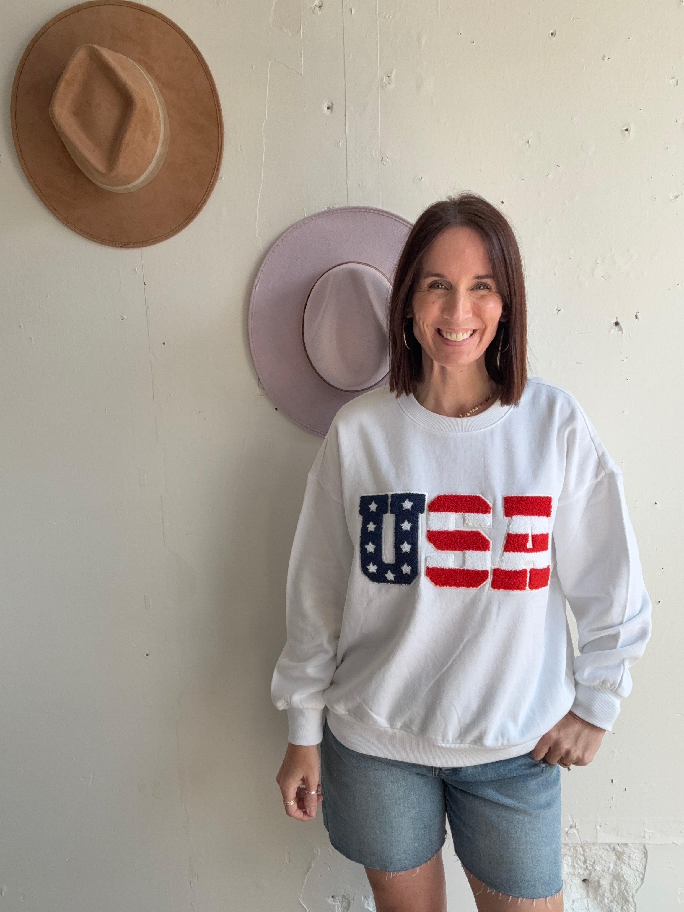 Z Supply Oversized USA White Sweatshirt、mySite、garagedoors4me