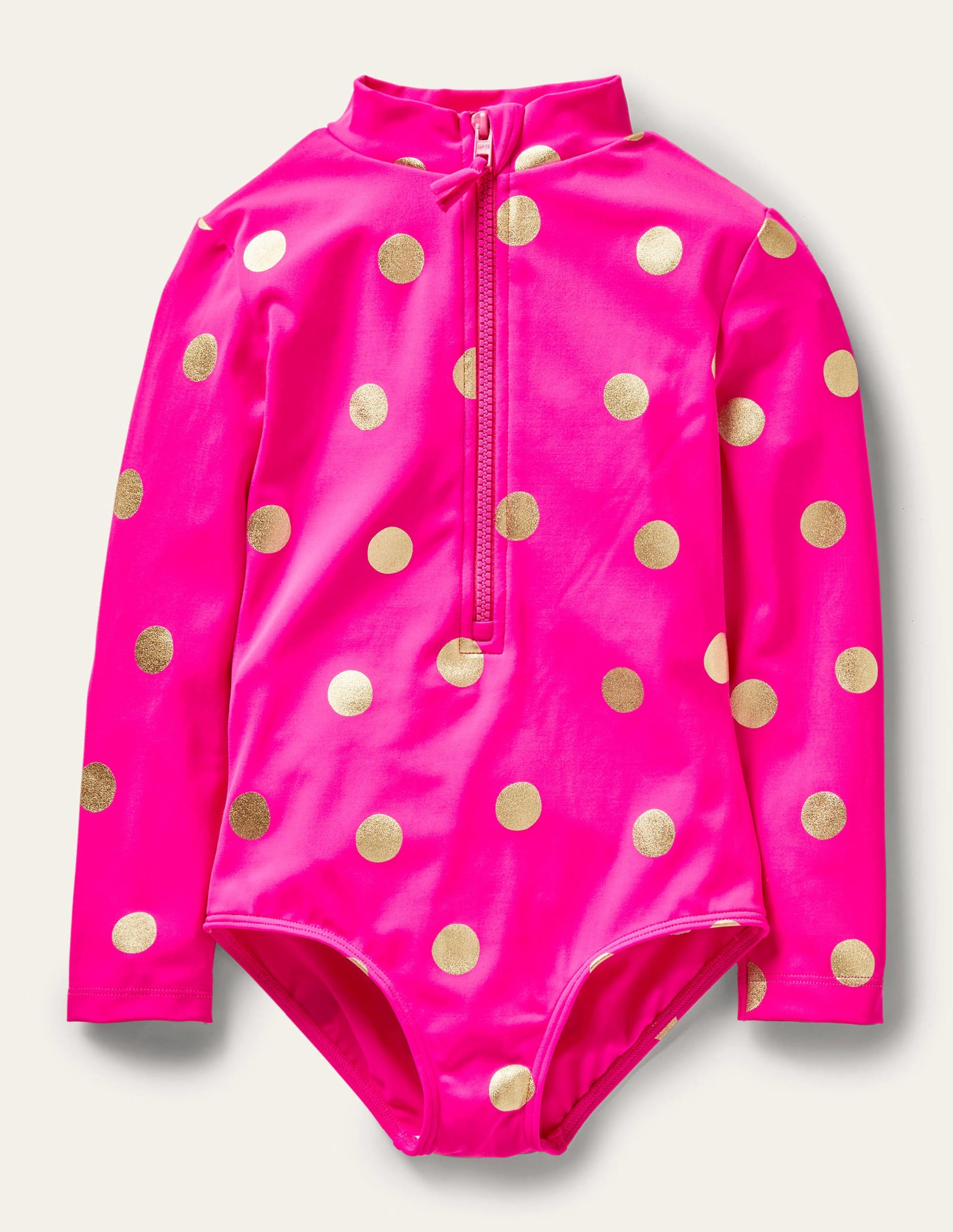  Long-sleeved Swimsuit-Fuchsia Pink Foil Spot、mySite、ashleygrahame