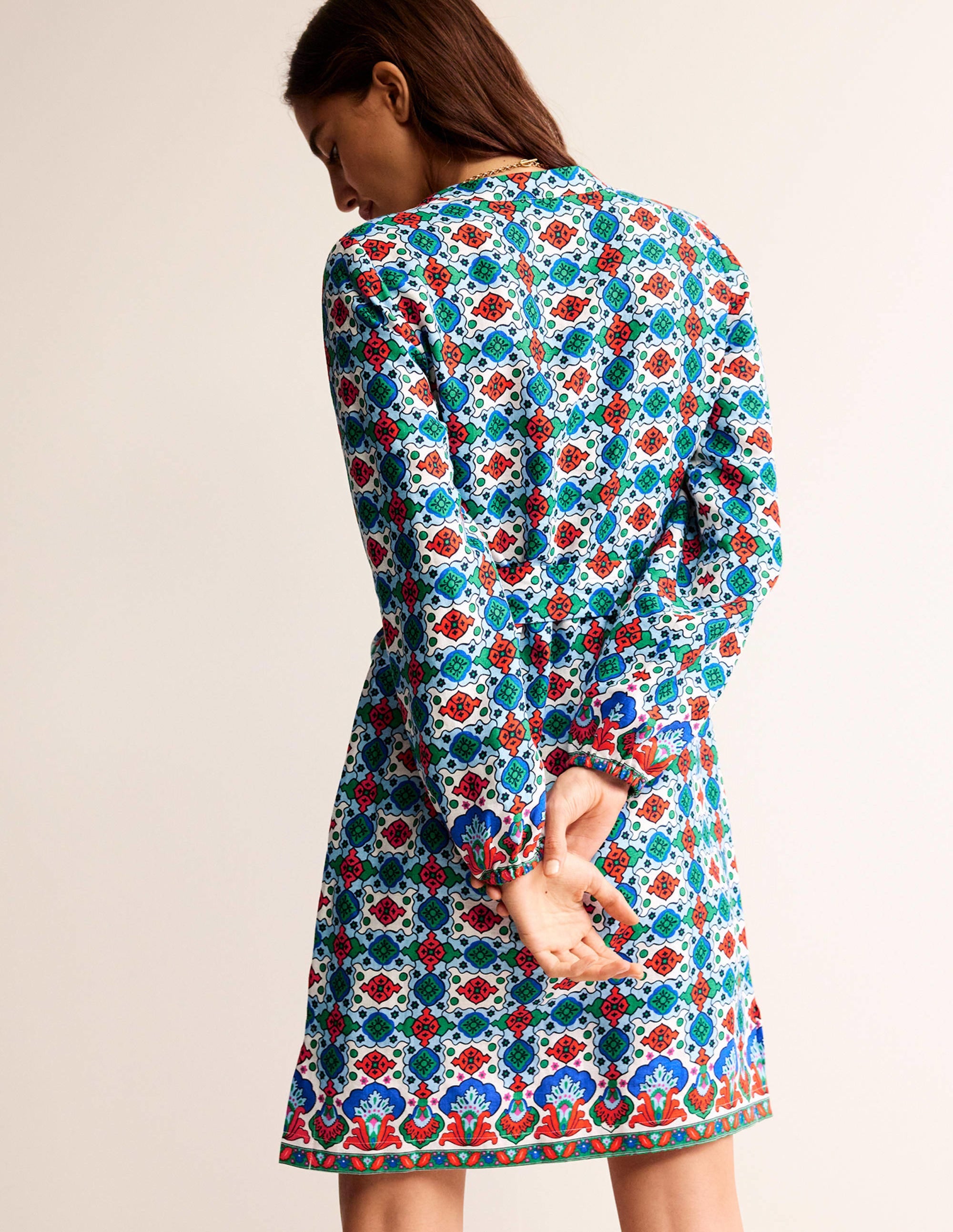  Cleo Tie Waist Linen Dress-Multi, Coastal Tile、mySite、ashleygrahame