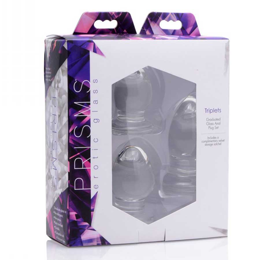 Triplets 3 Piece Clear Glass Anal Plug Trainer Kit by Trinity Vibes、mySite、bottomscart