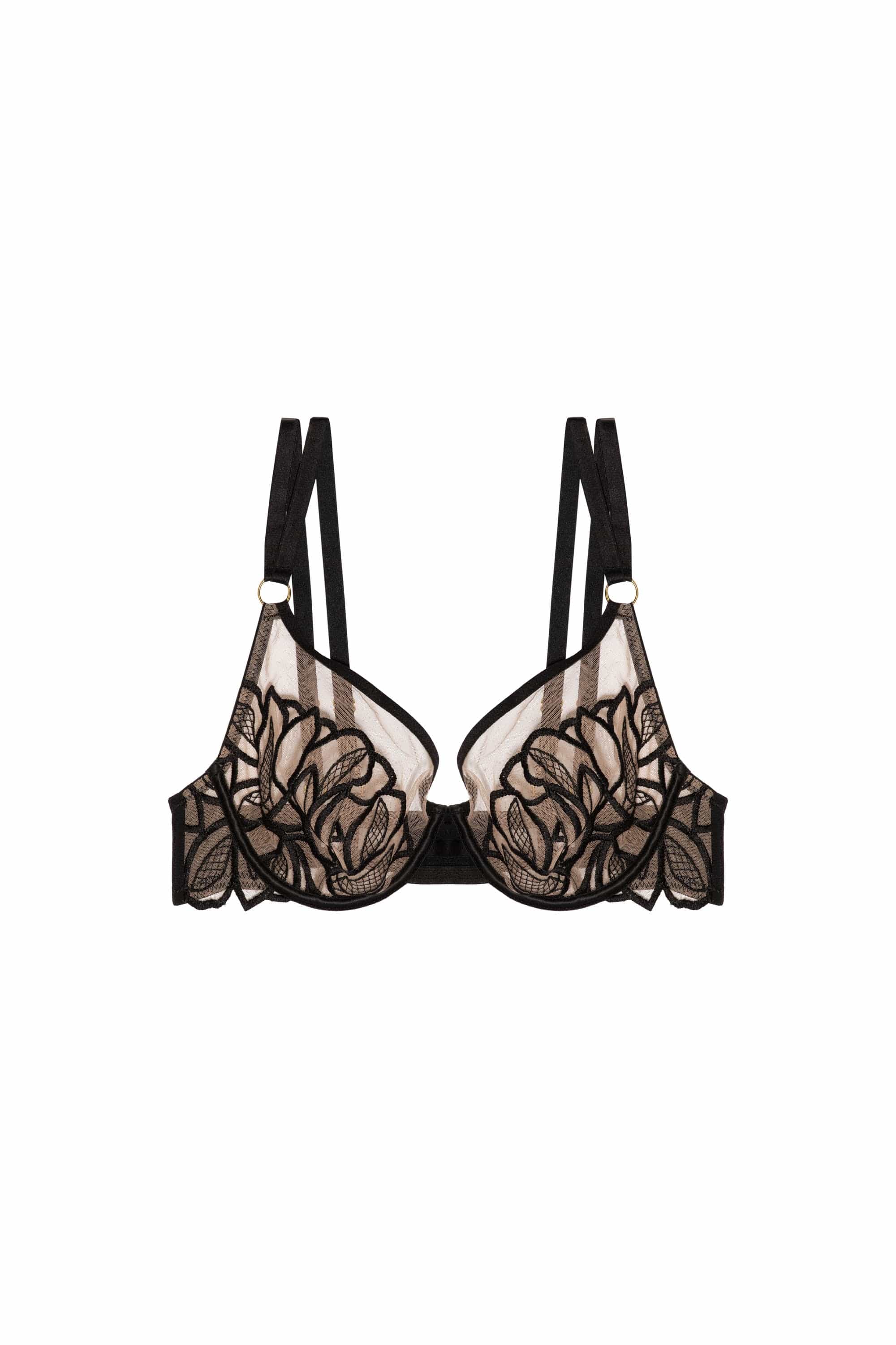 Lilith Black Graphic Embroidery Bra、mySite、bengalsvssteelers