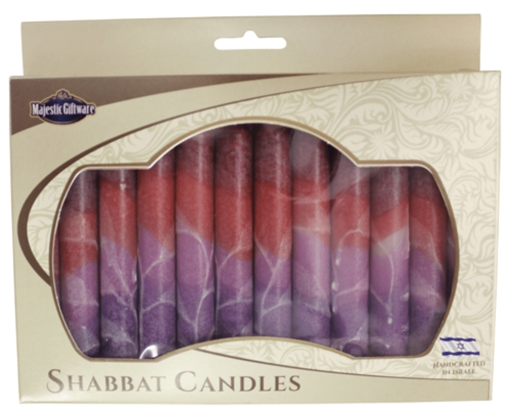 Israeli Hand-Crafted Fantasy Maroon Shabbat Candles | Set of 12、mySite、topwebapps