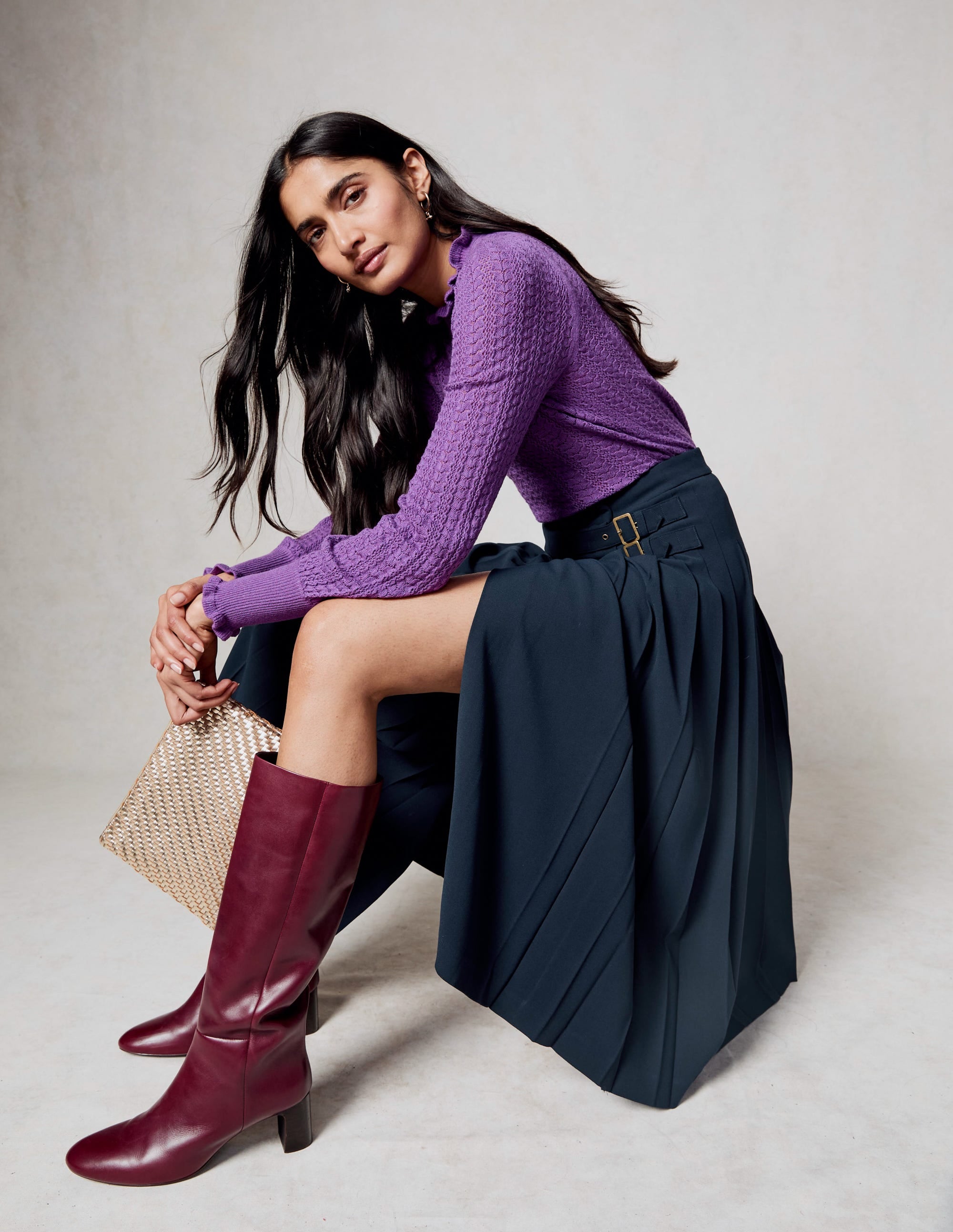  Tia Pointelle Frilled Jumper-Ameythyst Purple、mySite、ashleygrahame