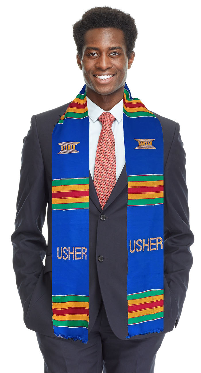Blue USHER Kente Cloth Sash/Stole、mySite、solidvoid