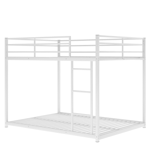 Full over Full Metal Bunk Bed, Low Bunk Bed with Ladder, Black(Old SKU:MF197034AAB)、、casual