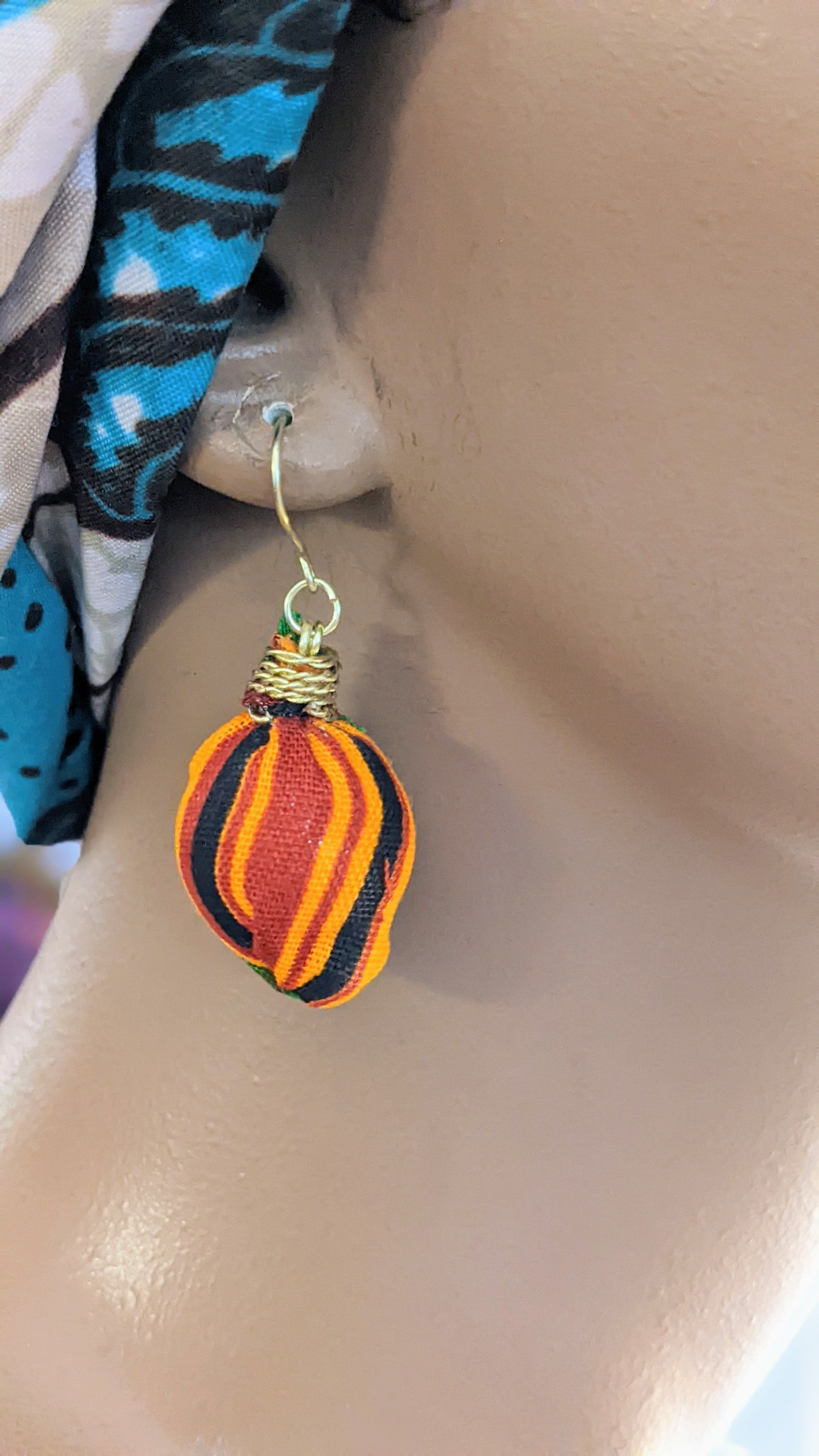 Dzifa Oval-shaped Kente African Print Pair of Earrings-DPER32270V、mySite、solidvoid