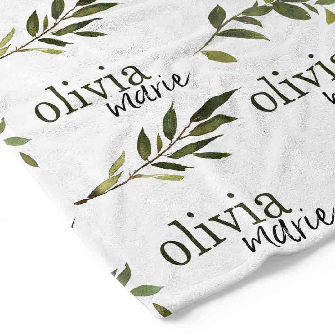  Olive Leaf Personalized Toddler Blanket、mySite、layawaytickets