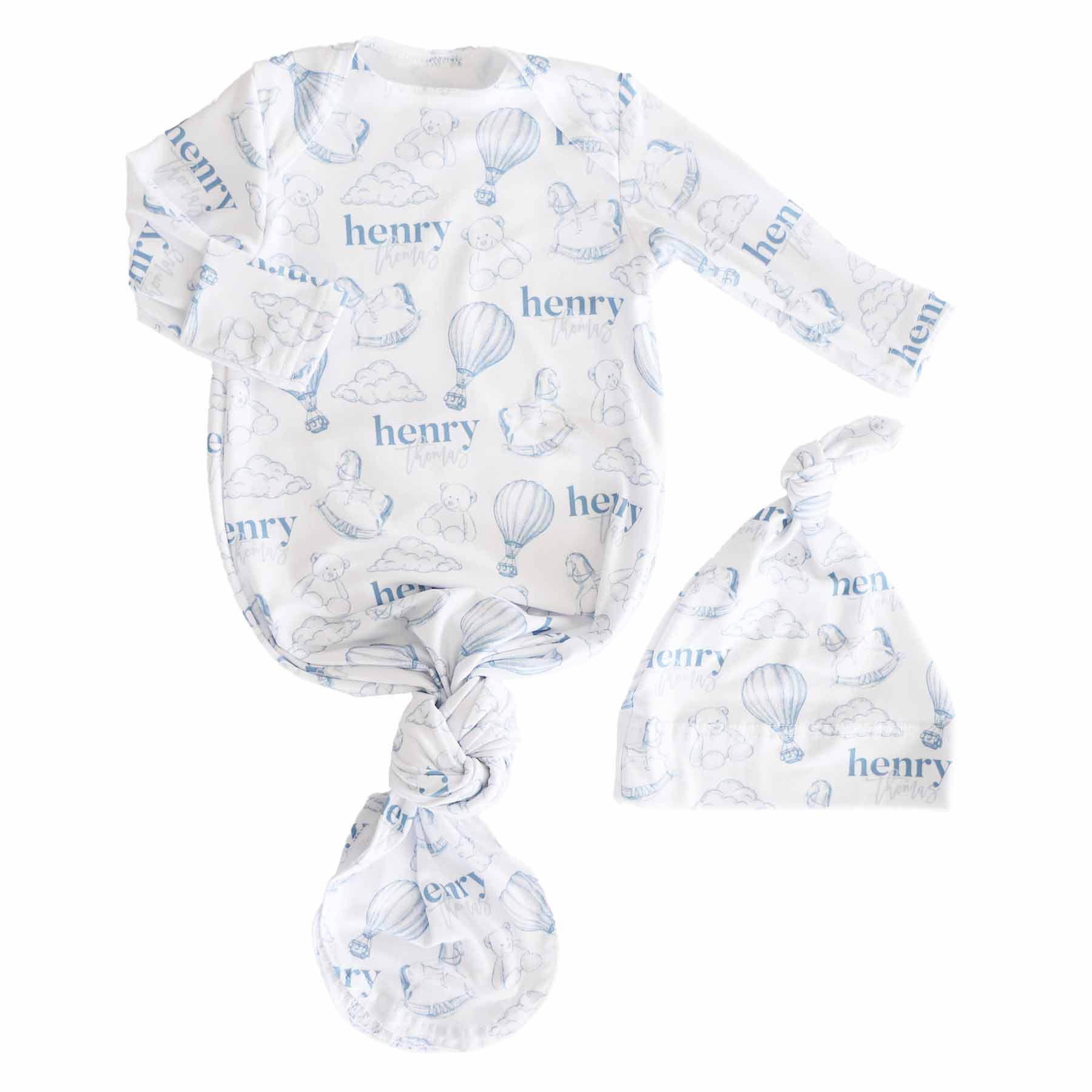  Up In The Clouds Personalized Newborn Baby Knot Gown、mySite、layawaytickets