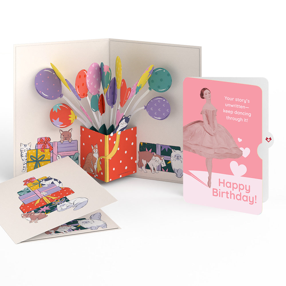 Curious Cats Birthday Pop-Up Card and Dancing Through Life Sentiment Set、mySite、solidvoid