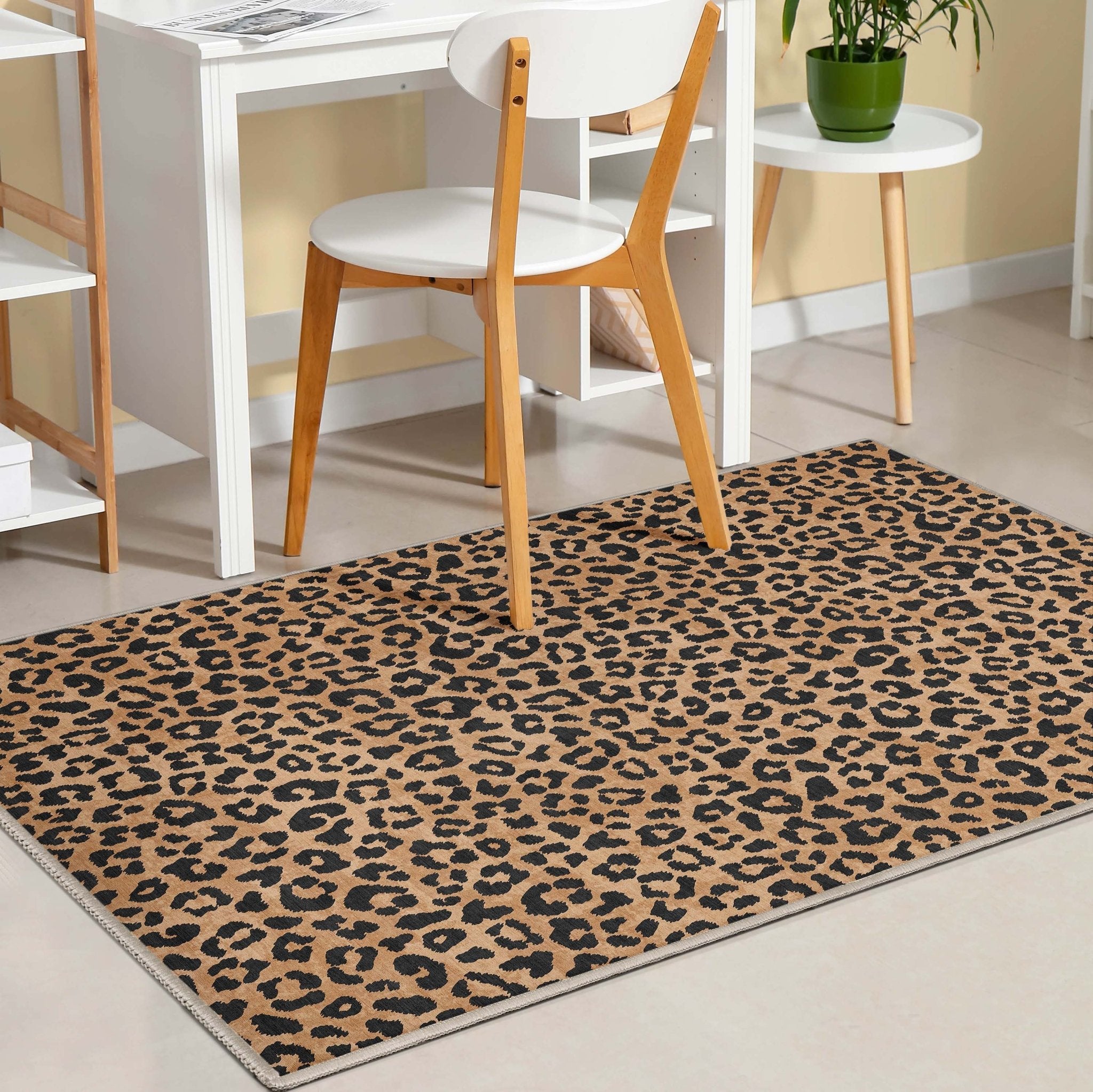 Animal Print Leopard Pattern Brown Flat-Weave Rug、mySite、gigharbornorthrealestate