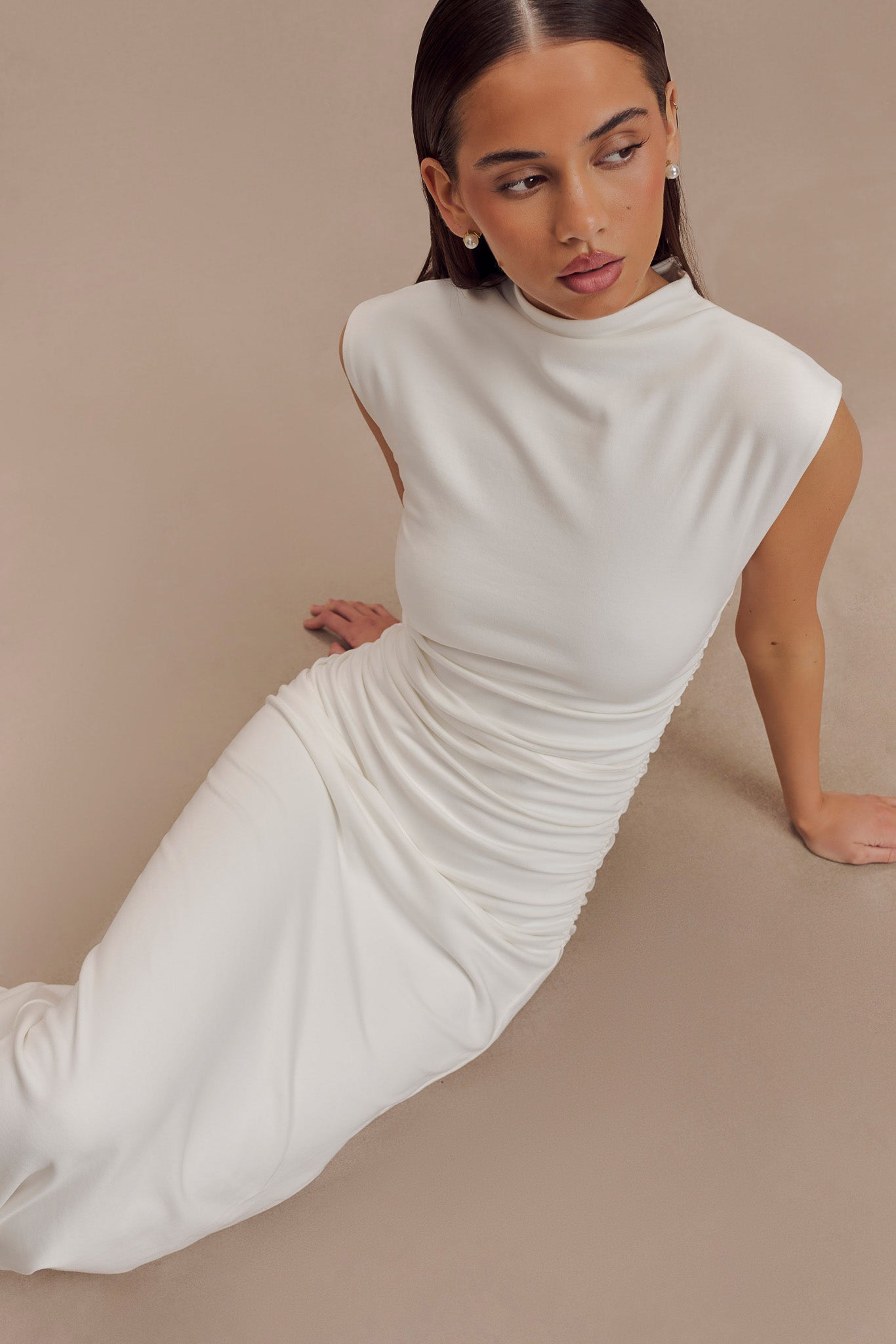 Elliot High Neck Sleeveless Maxi Dress - White、mySite、solidvoid