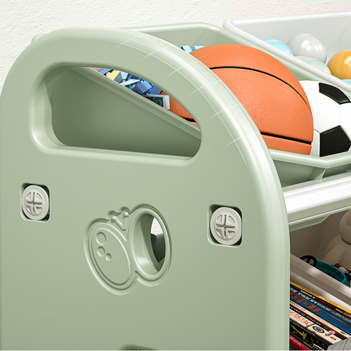 Kids Toy Storage Organizer with 6 Bins, Multi-functional Nursery Organizer Kids Furniture Set Toy Storage Cabinet Unit with HDPE Shelf and Bins for Playroom, Bedroom, Living Room (Green Color)、、casual