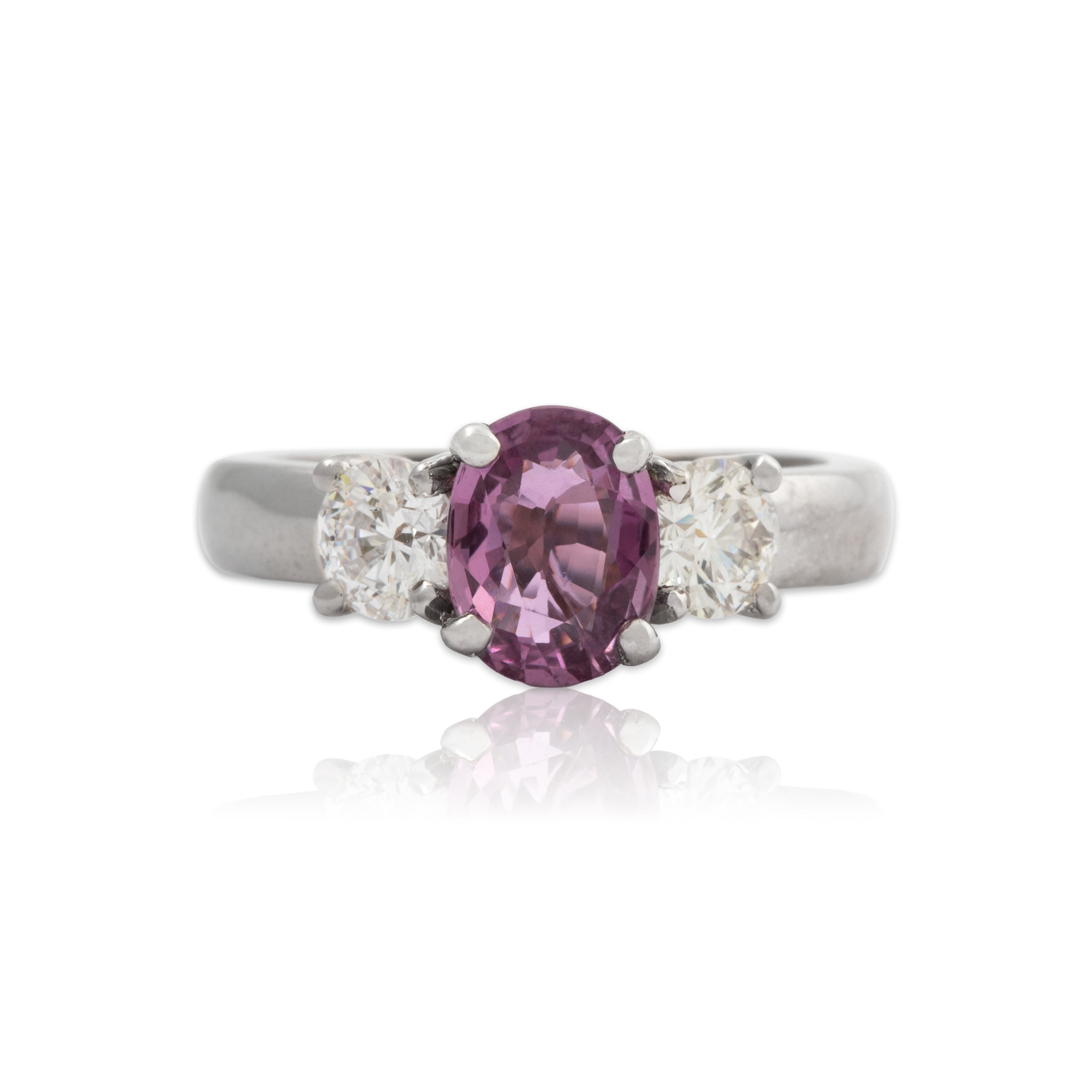 Estate 14k White Gold 1.6ct Sapphire .9cttw Diamond Brilliant Trio Ring 6.50、mySite、hinf8tx79