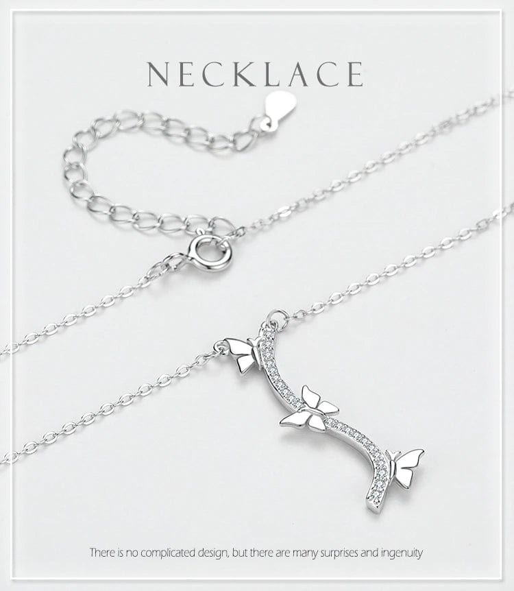 Elegant Butterfly Necklaces and Ring in Fine 925 Sterling Silver with CZ、mySite、g9winljtr