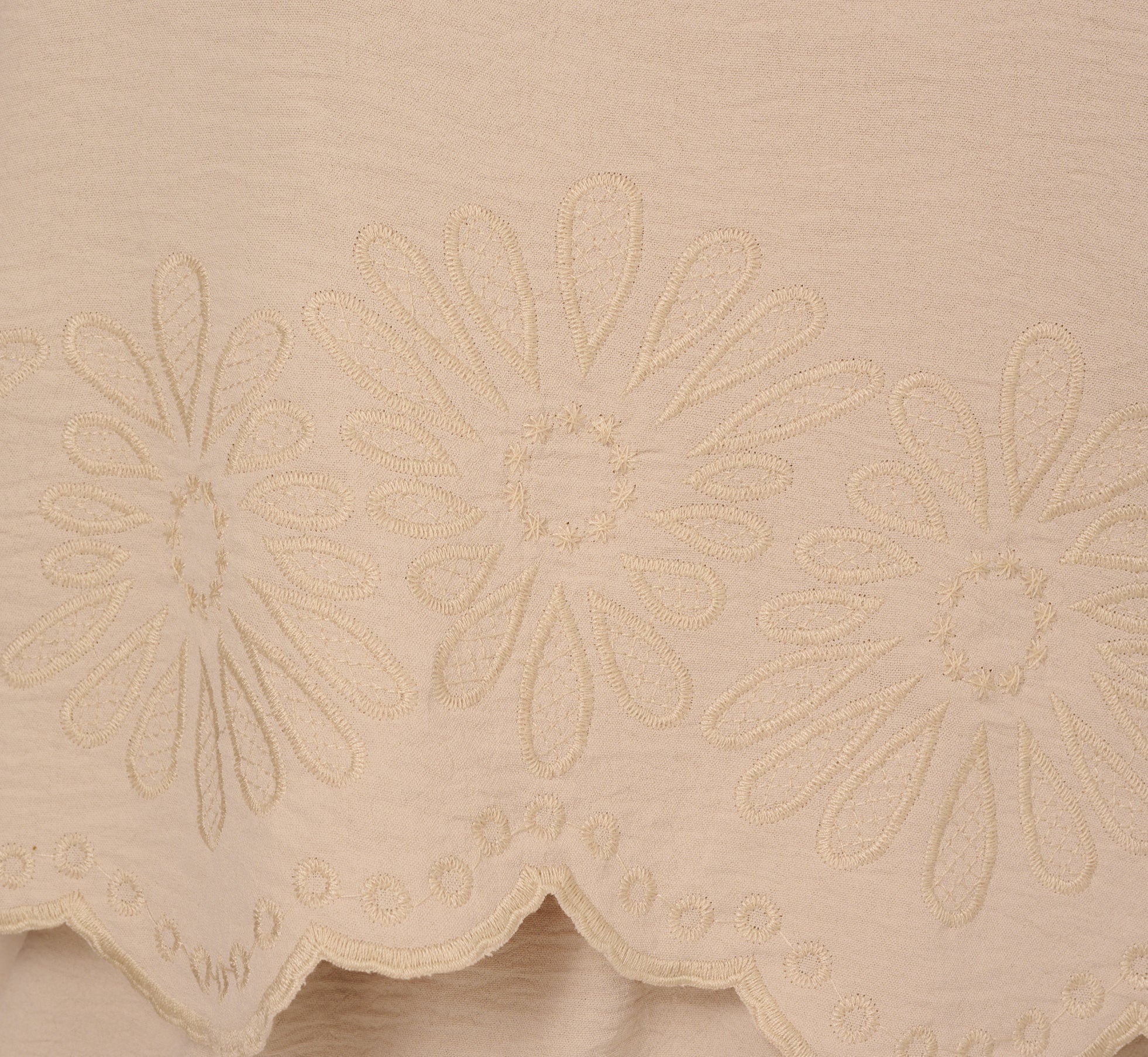 Flutter Sleeve Embroidery Scalloped Hem Top In Bamboo Wood、mySite、solidvoid