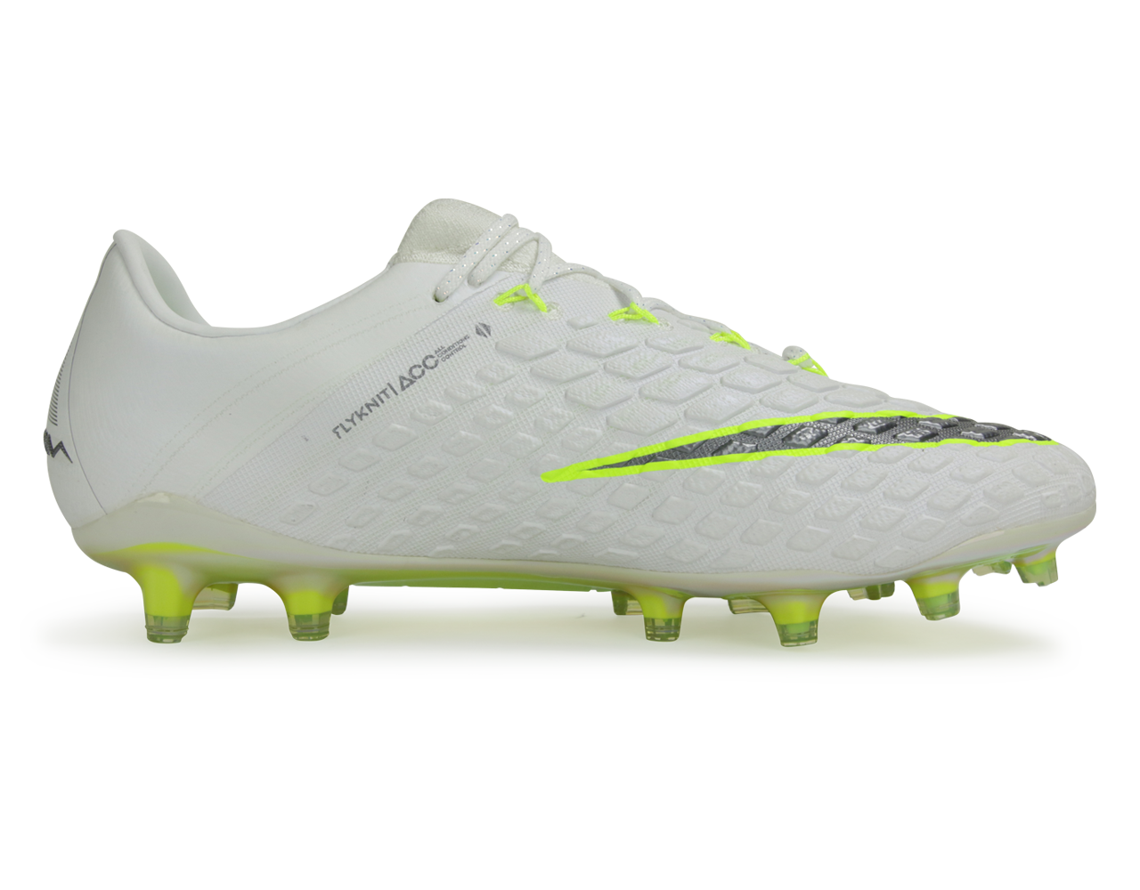 Nike Men's Hypervenom Phantom III Elite FG White/Volt/Metallic Cool Grey、mySite、noshort