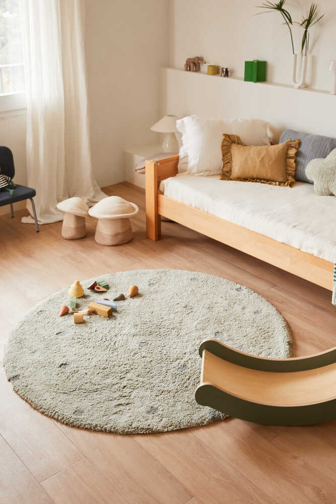 WASHABLE ROUND RUG DOT BLUE SAGE、mySite、gigharbornorthrealestate