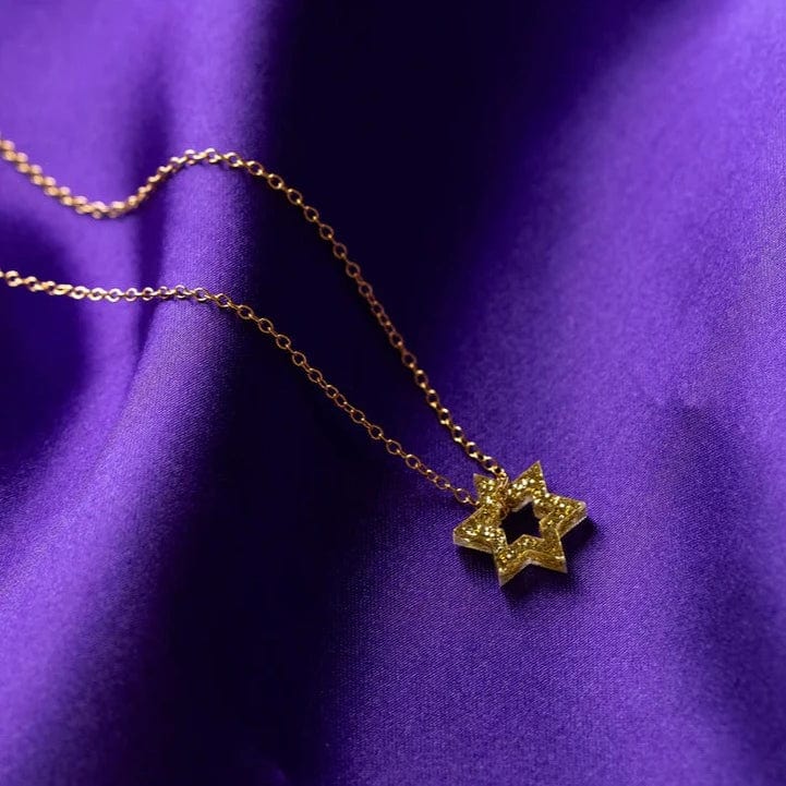 Micro Floating Magen David Necklace - Gold Glitter、mySite、topwebapps
