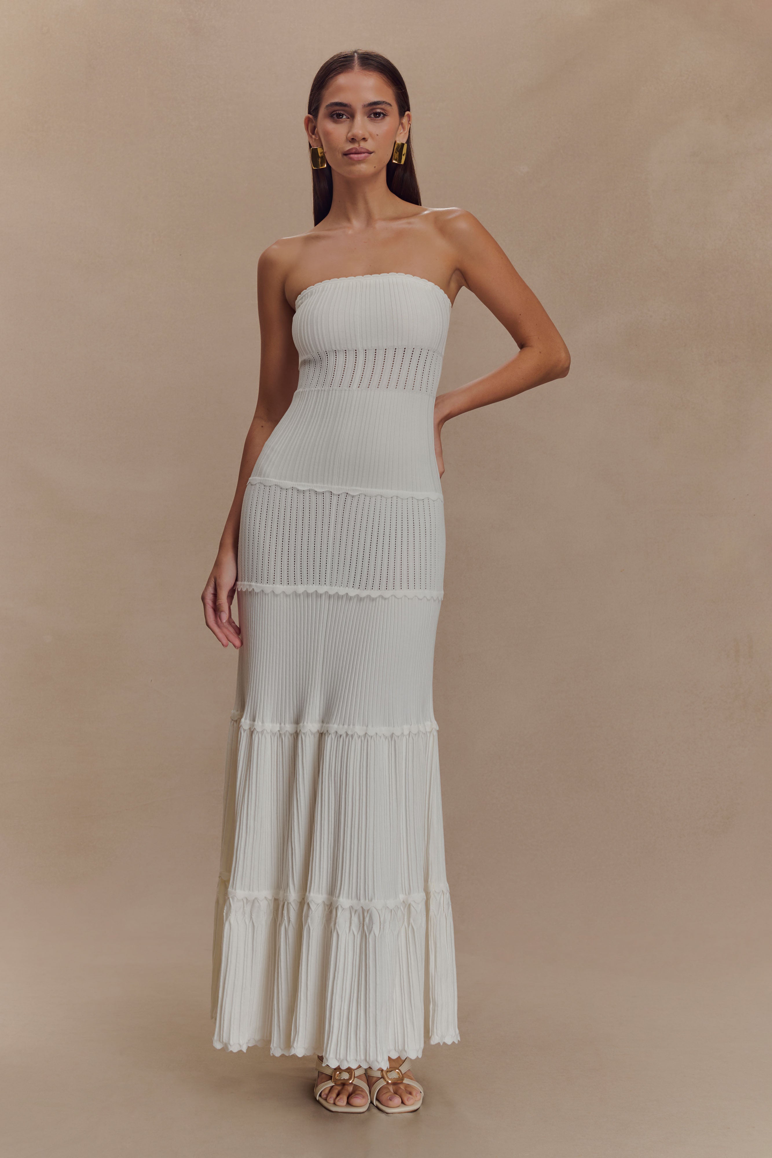 Finley Pointelle Knit Maxi Dress - Ivory、mySite、solidvoid