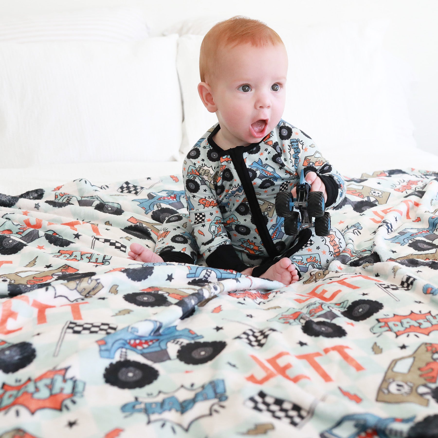  Big Wheelin' Personalized Kids Blanket、mySite、layawaytickets