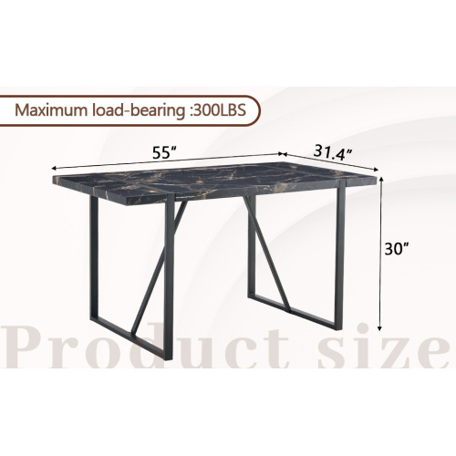 Rustic Industrial Rectangular Wood Dining Table For 4-6 Person, With 1.5" Thick Engineered Wood color Tabletop and Black Metal Legs,Desk For Kitchen Dining Living Room, 55.1" x 31.4"x 29.9"1529W115172、、casual