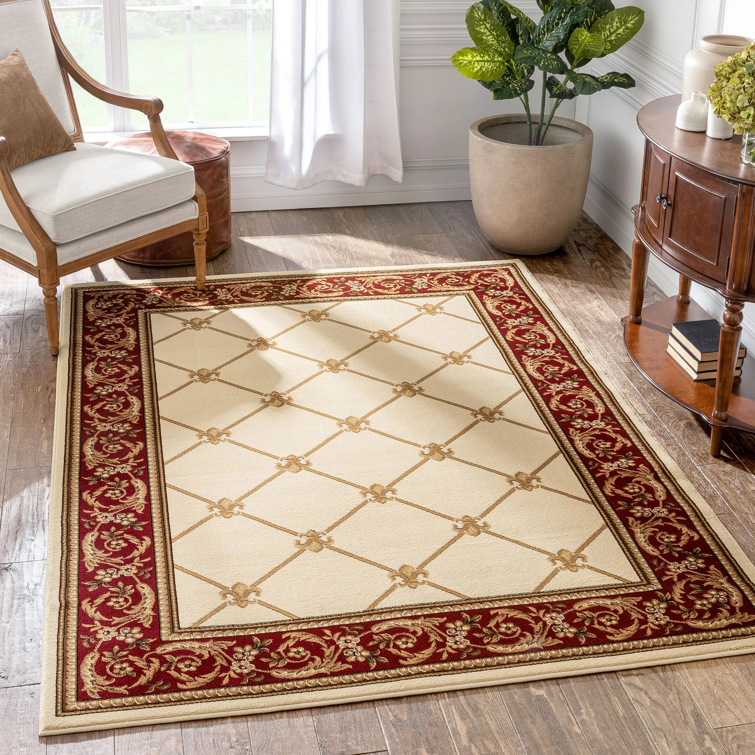 Fleur De Lis Ivory Formal Rug、mySite、gigharbornorthrealestate