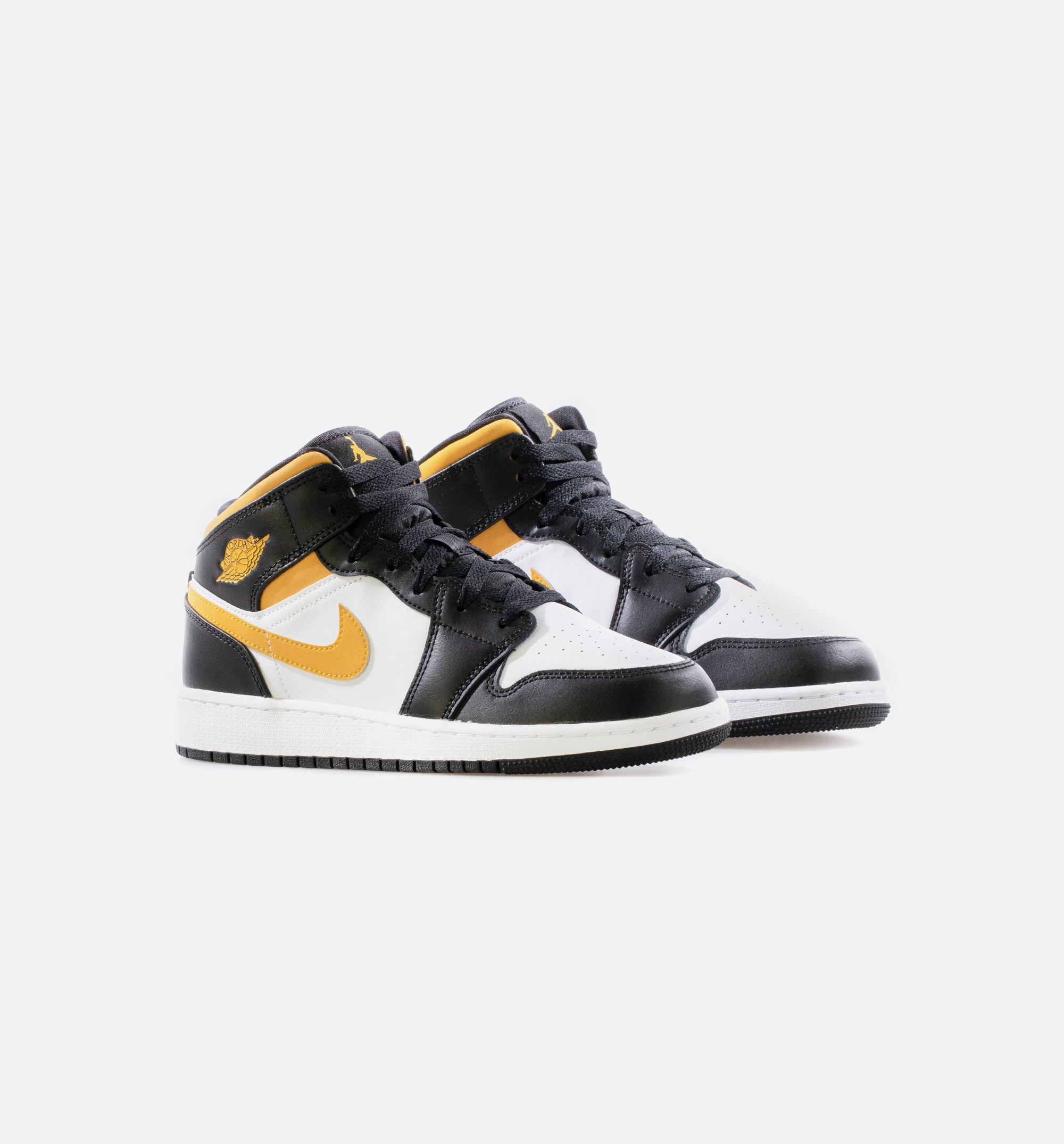 Air Jordan 1 Mid Black University Gold Grade School Lifestyle Shoe - White/Black/Pollen、mySite、dreamappss
