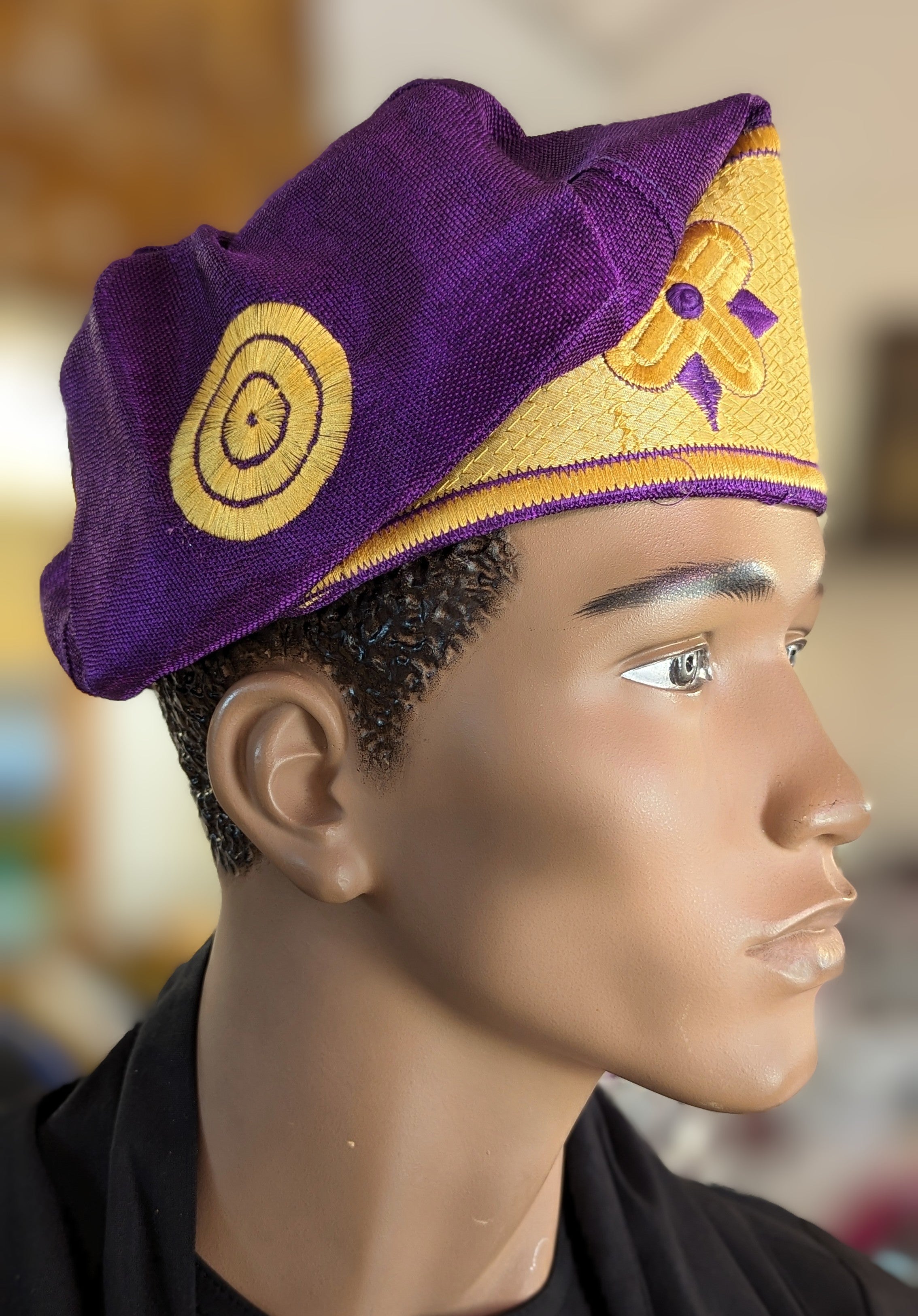 Dupsie's R茅nik茅 Purple African Aso Oke Kufi Cap Hat Kufi DPHAPGH30、mySite、solidvoid