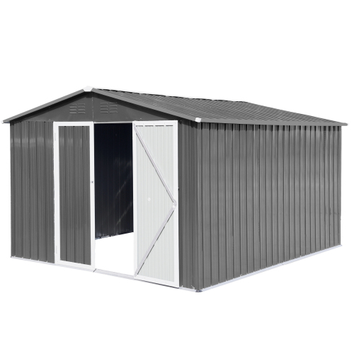 Metal garden sheds 12ft×10ft outdoor storage sheds Dark-grey、、eastwooduniform