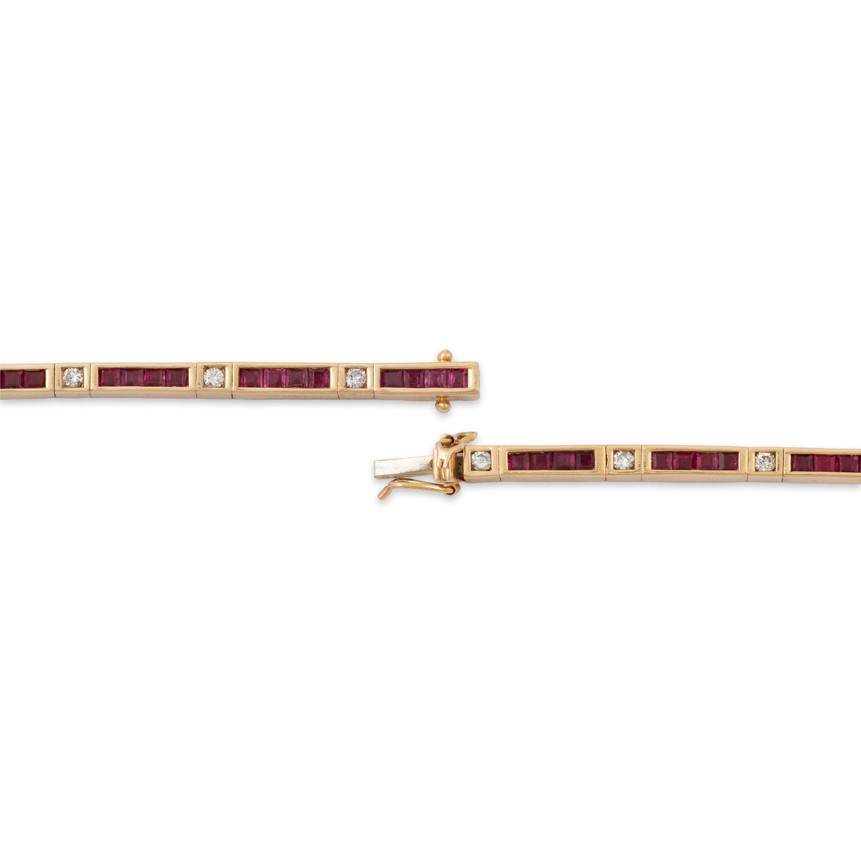 Vintage Heavy 14k Yellow Gold 2.6cttw Ruby .37cttw Diamond Tennis Bracelet、mySite、hinf8tx79