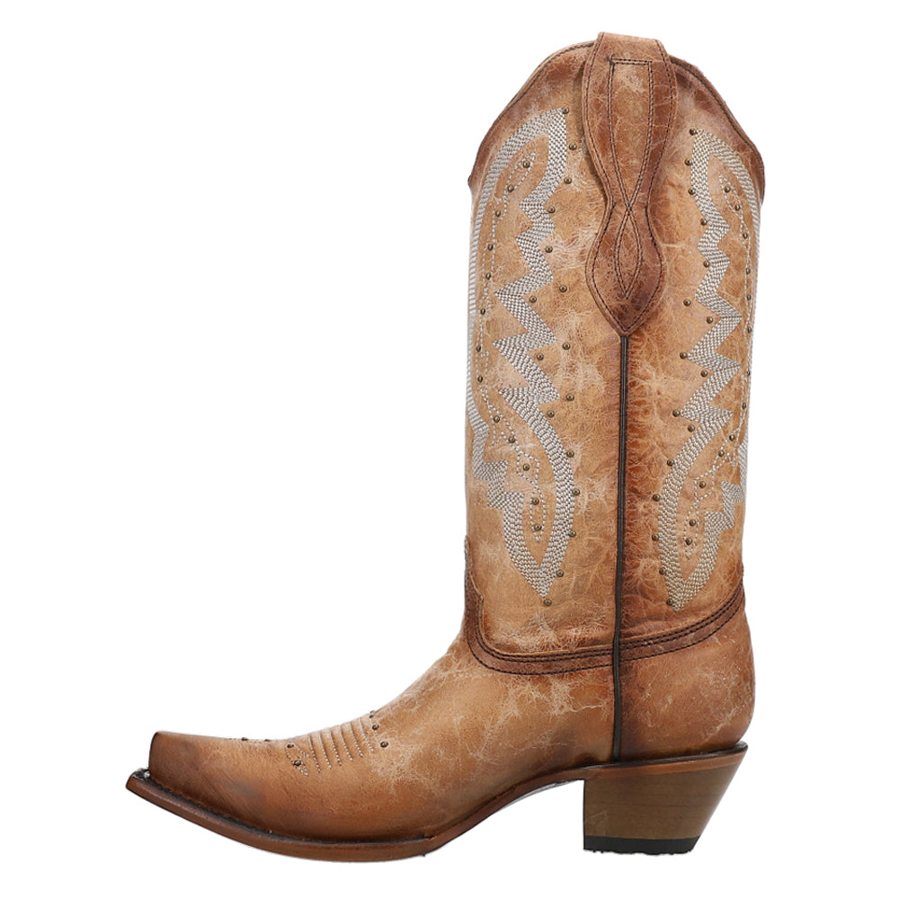 LD Brown Embroidered Studded Snip Toe Cowboy Boots、mySite、gtrtttuynbv