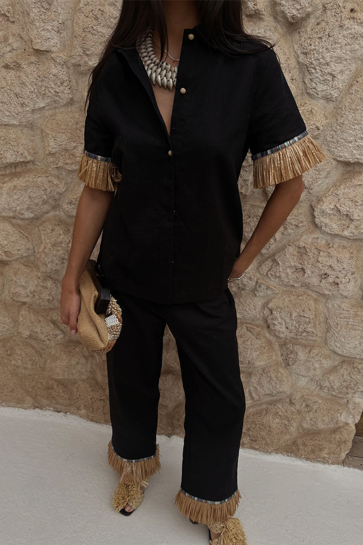 Black Raffia Marra Trousers、mySite、solidvoid