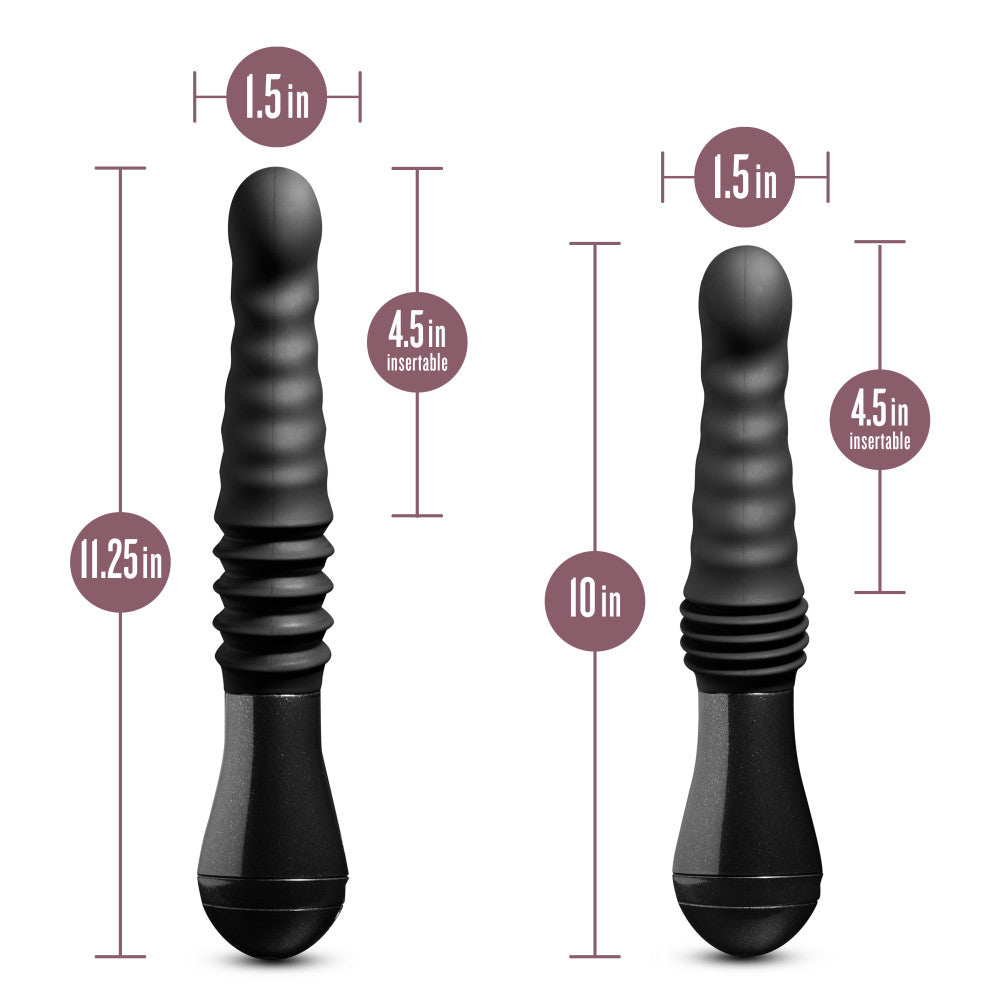 Temptasia By Blush® | Lazarus Curved G-Spot Black 10-Inch Long Rechargeable Thrusting & Vibrating Dildo、mySite、bottomscart