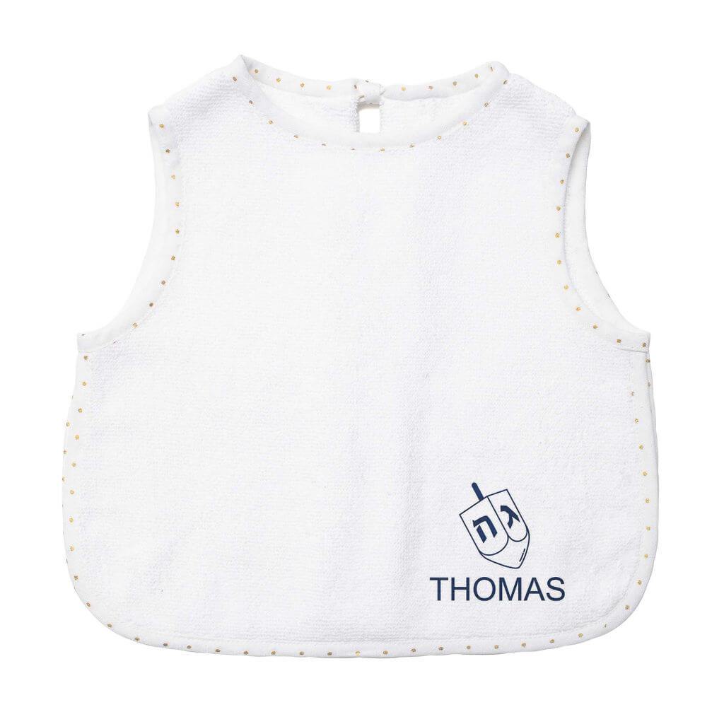 Personalized Embroidered Apron Hanukkah Baby Bib - Gold Dot、mySite、topwebapps