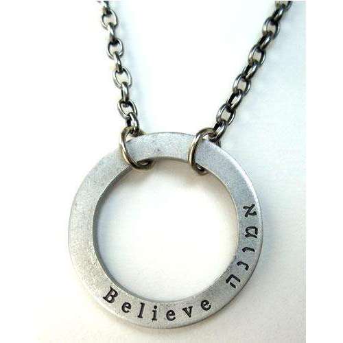 Emily Rosenfeld Hebrew/English Believe Circle Necklace、mySite、topwebapps