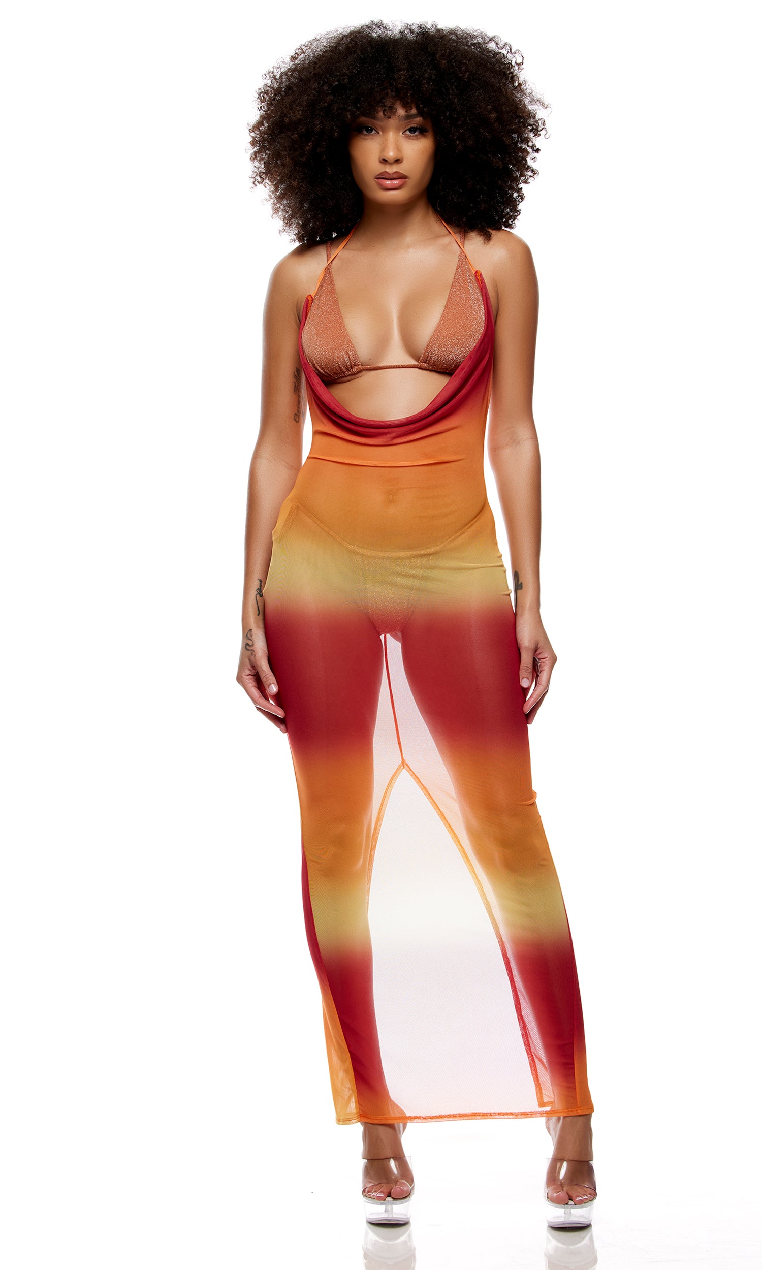 Amalfi Mesh Pool Maxi Dress - Ombre Warm、mySite、bengalsvssteelers