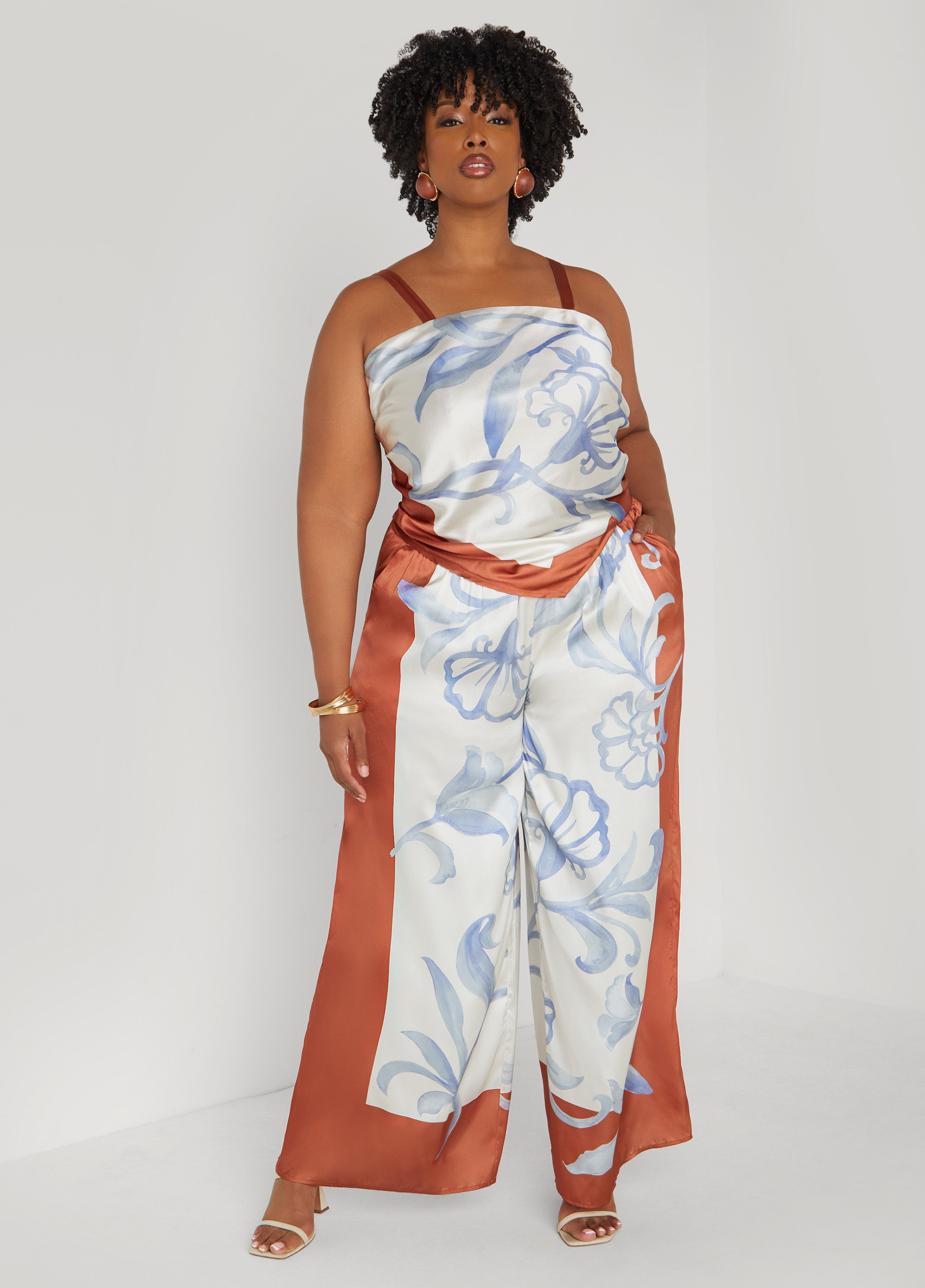 Shirred Floral Satin Top、mySite、bengalsvssteelers