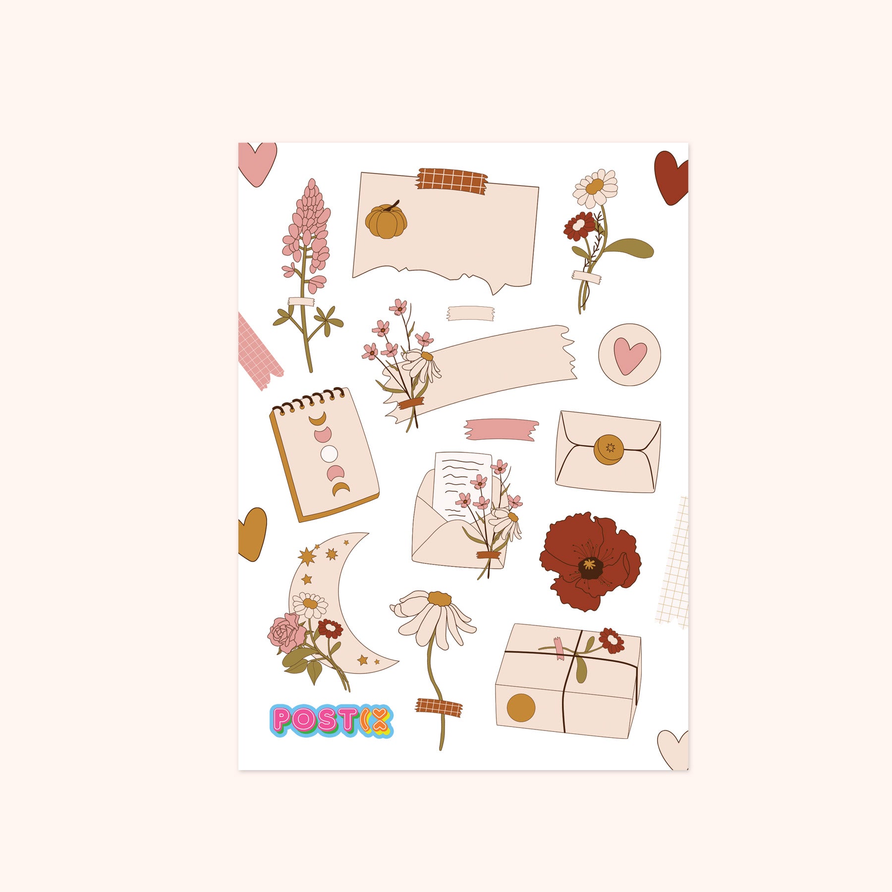  Boho Mail A6 Paper Sticker Sheet、mySite、ghnorth