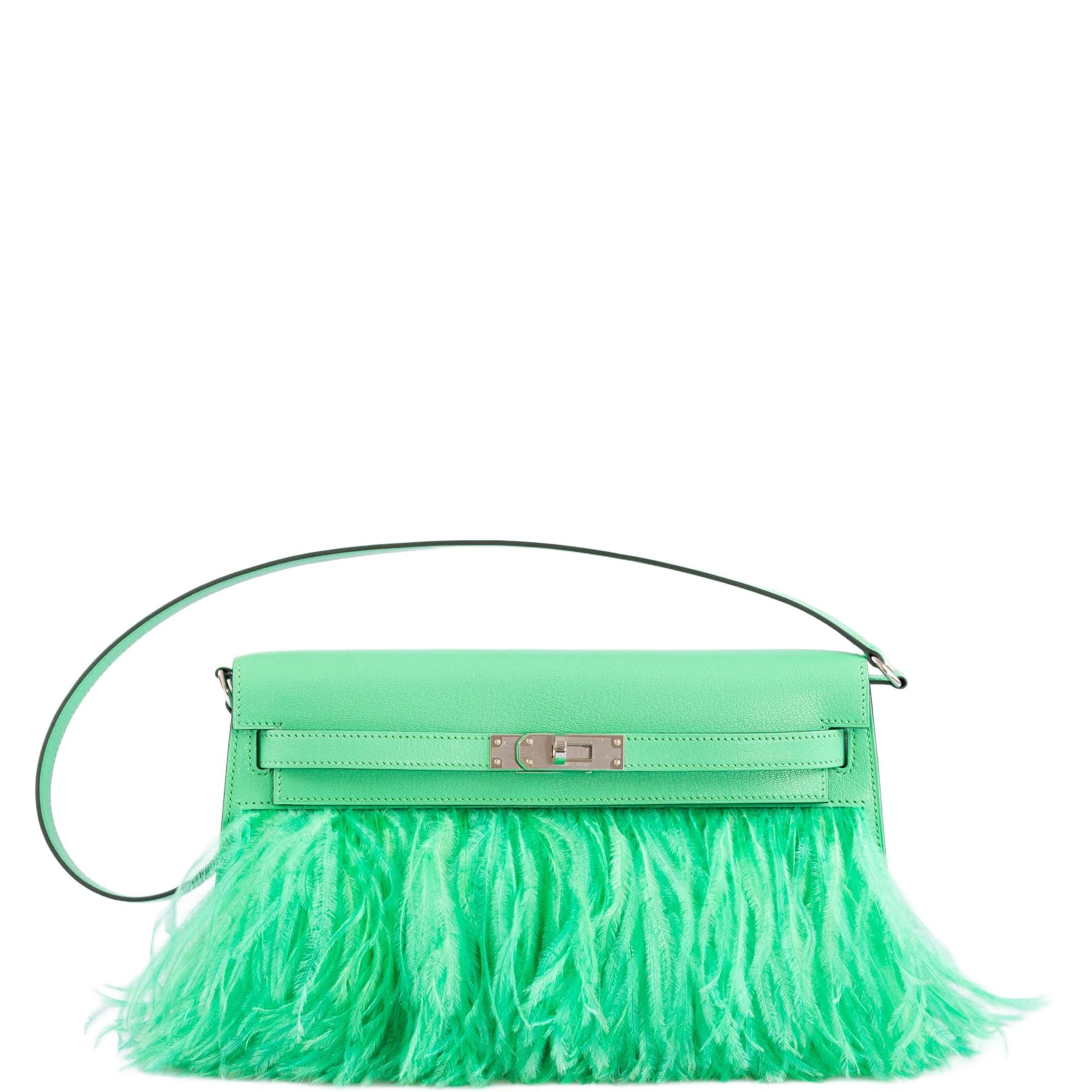 Hermès Kelly Elan Foile Vert Comics Chevre and Ostrich Feather Palladium Hardware、mySite、garminoutage.com