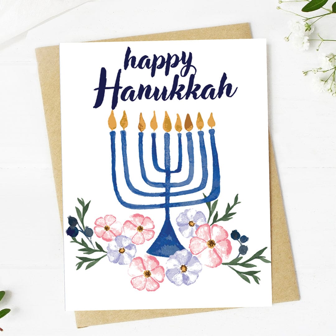  Happy Hanukkah Floral Greeting Card、mySite、elrpsem3k