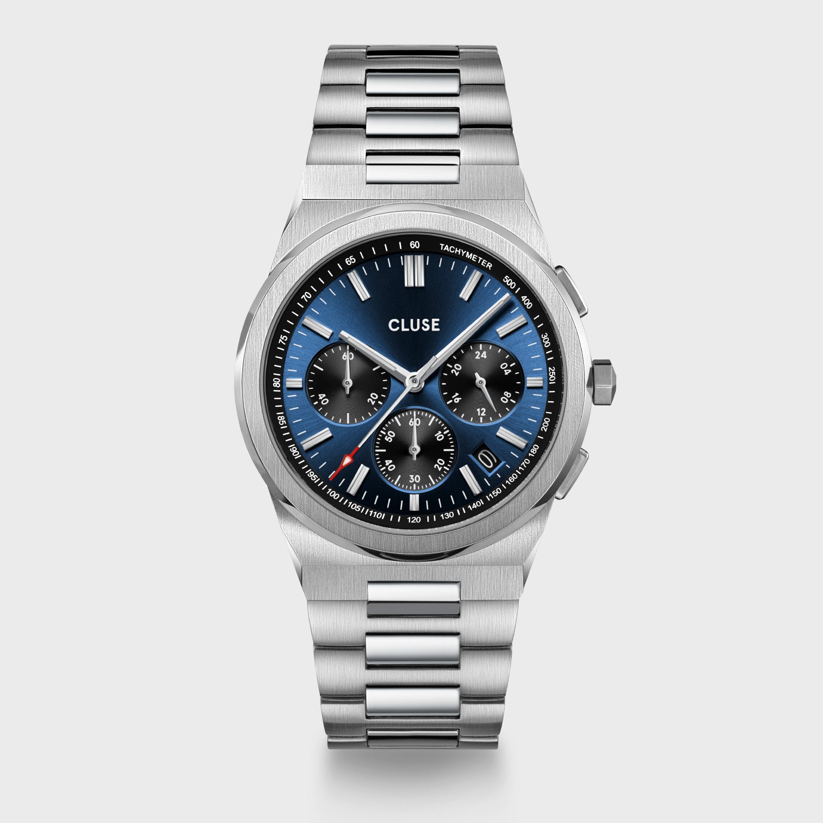  Vigoureux Chrono Watch Steel, Dark Blue, Silver Colour