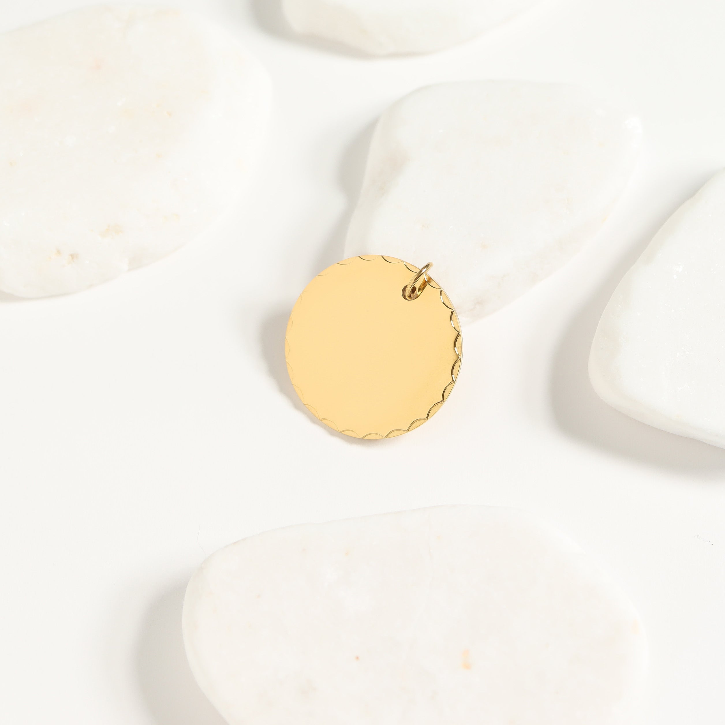 18K Gold PVD Stainless Steel Grooved Round Pendant / SBB0071、mySite、dreamappss