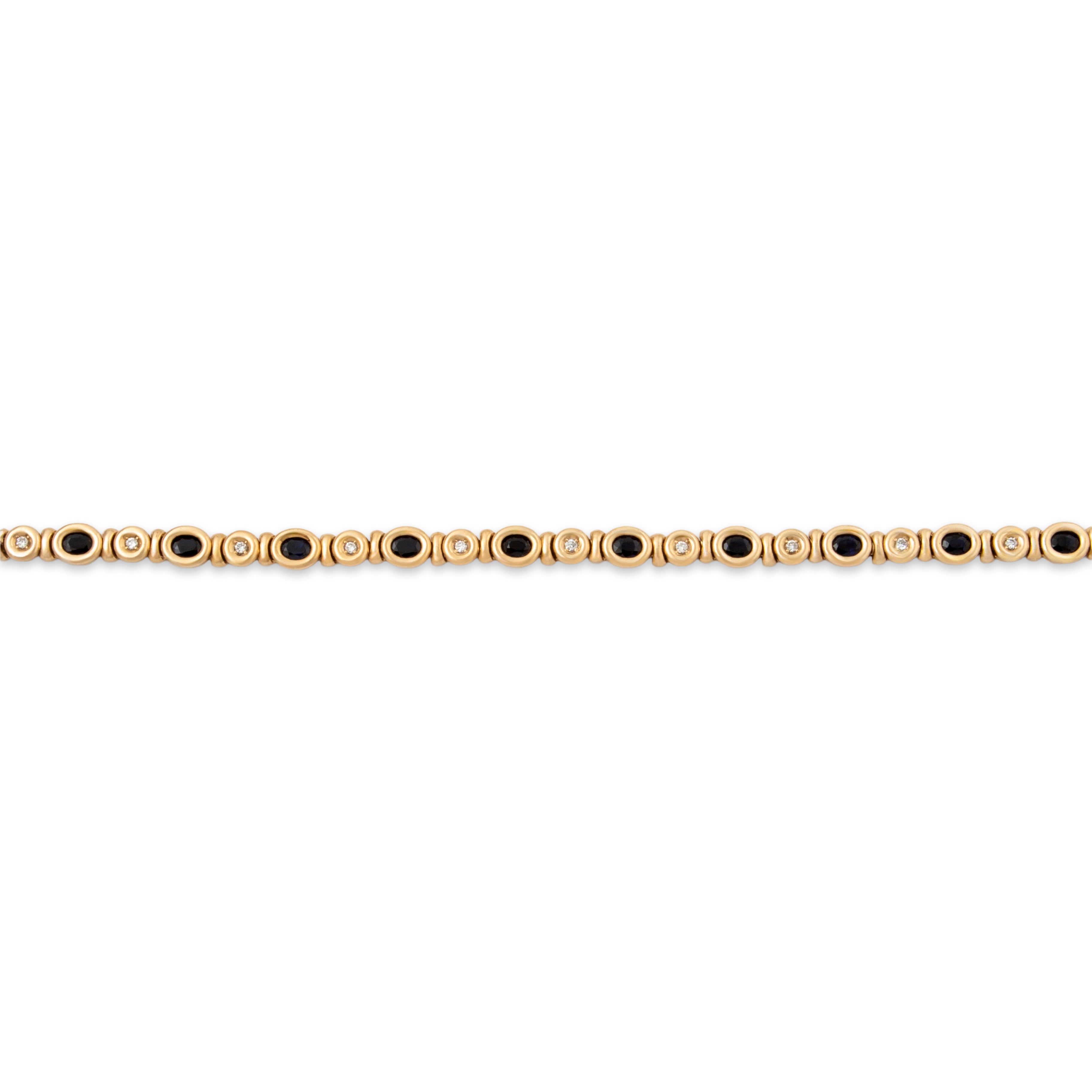 Vintage 14k Yellow Gold 2.4cttw Blue Sapphire Diamond Bezel Tennis Bracelet 7、mySite、hinf8tx79