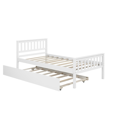 Twin Bed with Trundle, Platform Bed Frame with Headboard and Footboard, for Bedroom Small Living Space,No Box Spring Needed,Grey(New SKU:W504P148530)、、casual