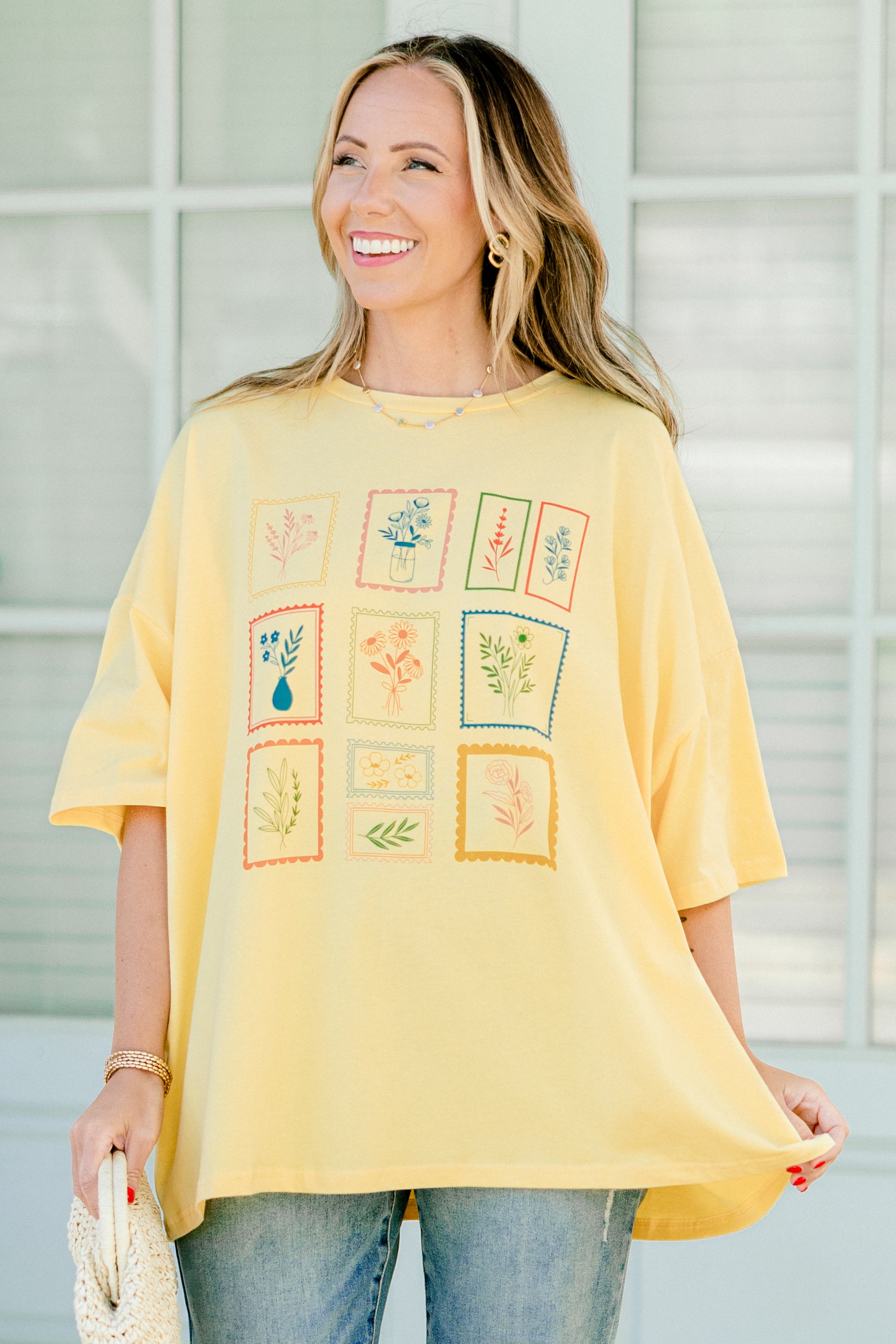  Floral Postage Boyfriend Tee, Butter Yellow、mySite、justintrudeaud