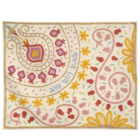 Hand-Embroidered Bright Pomegranate Challah Cover by Yair Emanuel、mySite、topwebapps
