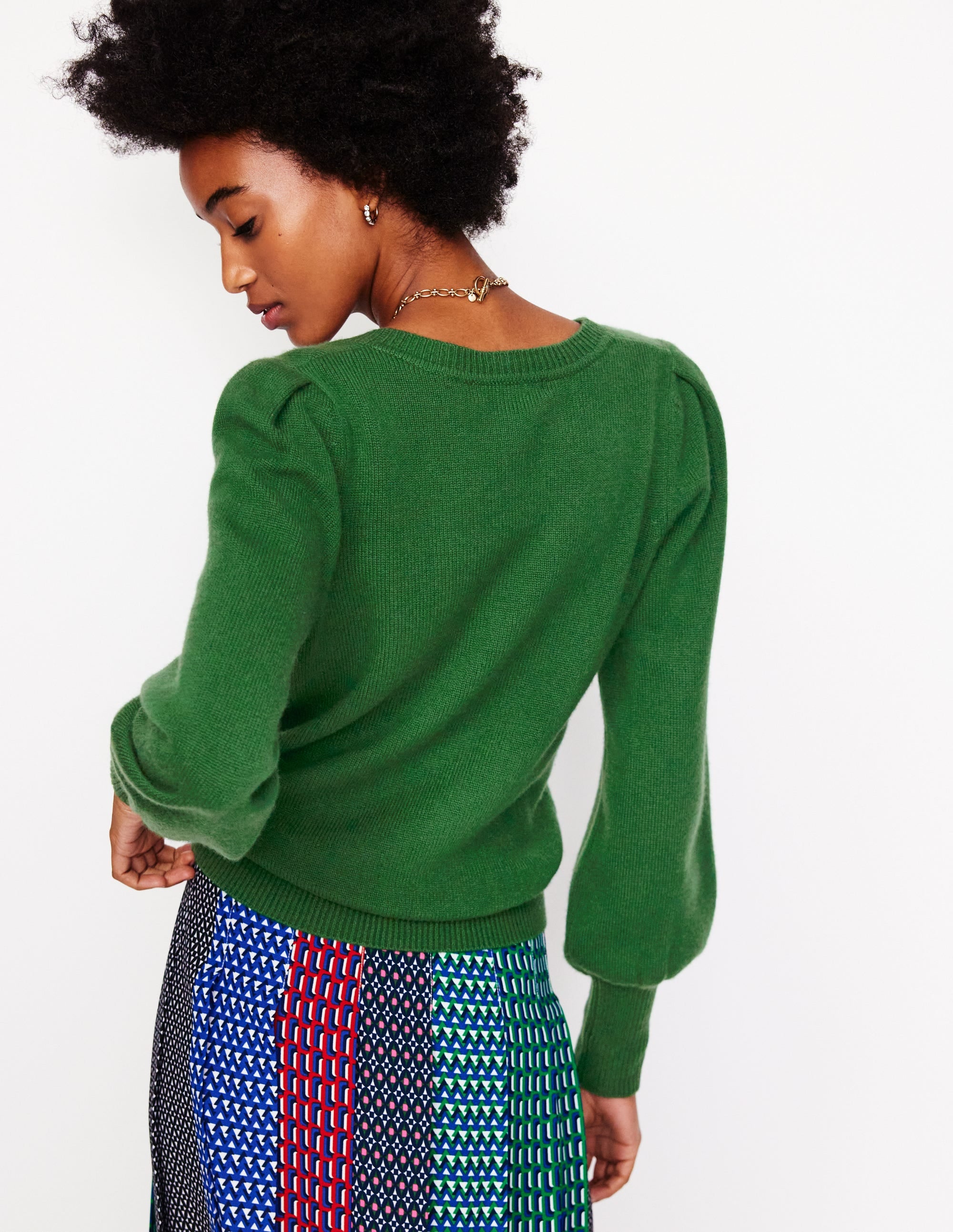  Pleated Cashmere Cardigan-Pine Green、mySite、ashleygrahame