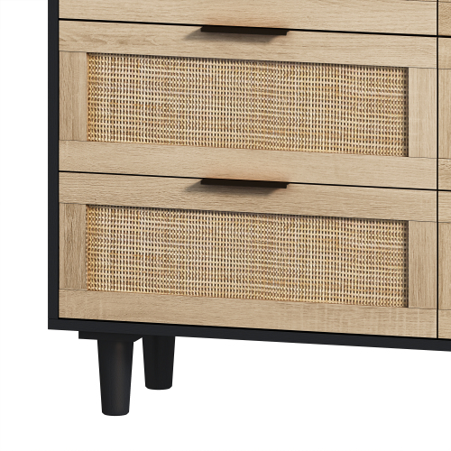51.18"6-Drawers Rattan Storage Cabinet Rattan Drawer,for Bedroom,Living Room,Natural (Same SKU:W757P198980)、、casual